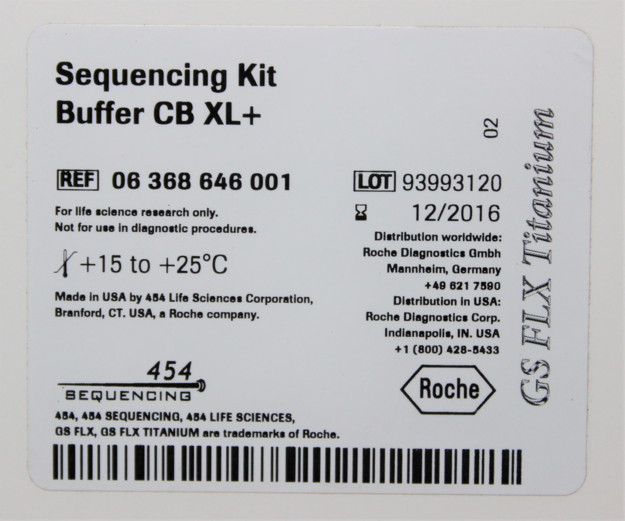 Roche 454 Sequencing Kit Buffer CB XL+ Accessory Genome Sequencer 5x 2L Bottles