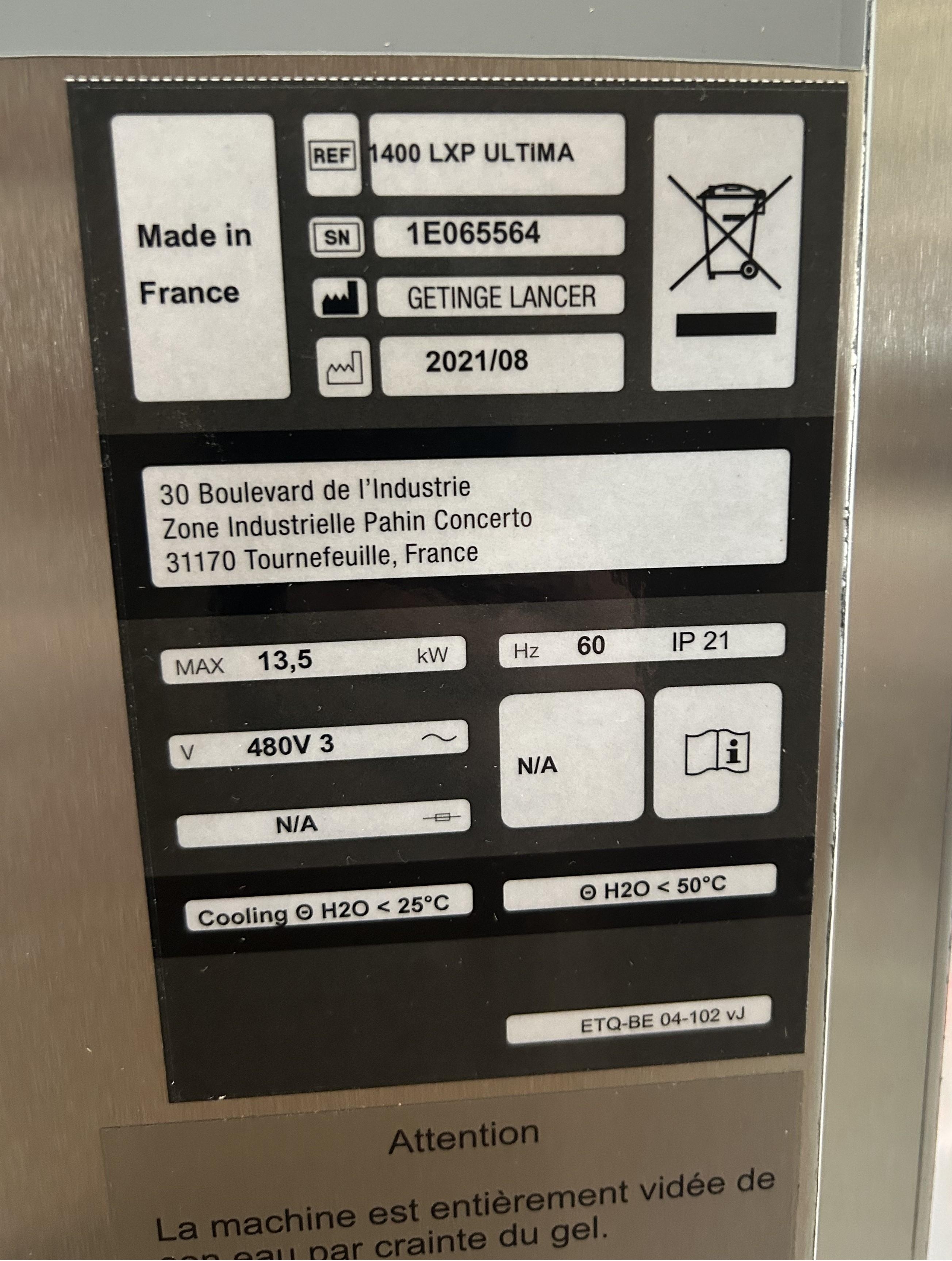 Getinge 1400 LXP Ultima Glassware Washer 304L 3-Level High-Capacity