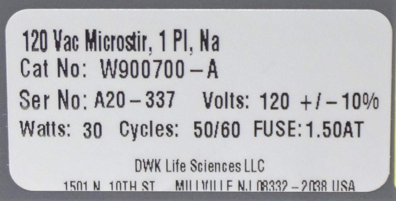 Wheaton W900700-A Stirrer Homogenizer 5-200 RPM Microcarrier Mixing CO2 Capable