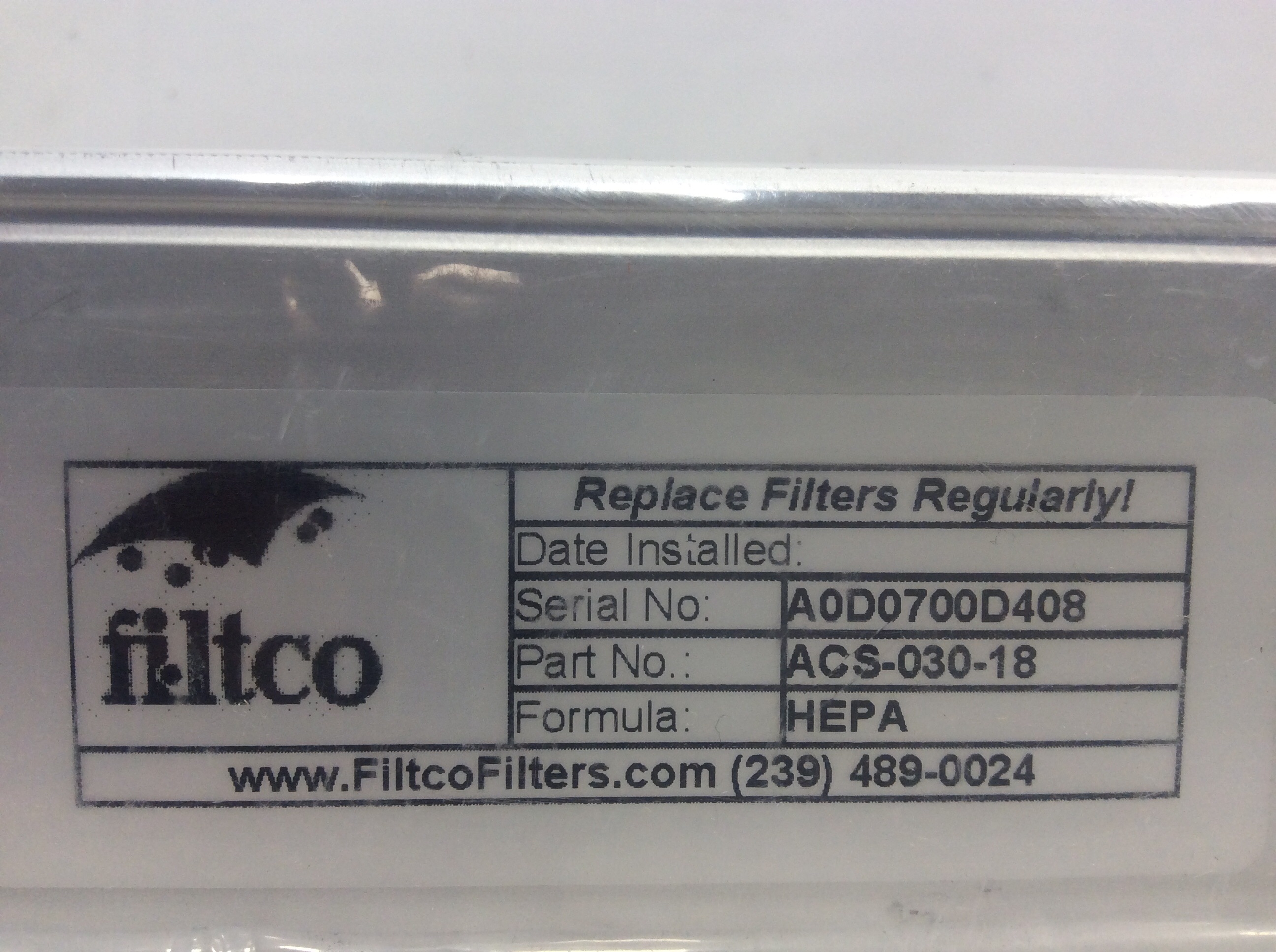 Filtco Hepa ACS-030-18 AirClean AC648 HEPA Replacement Filter