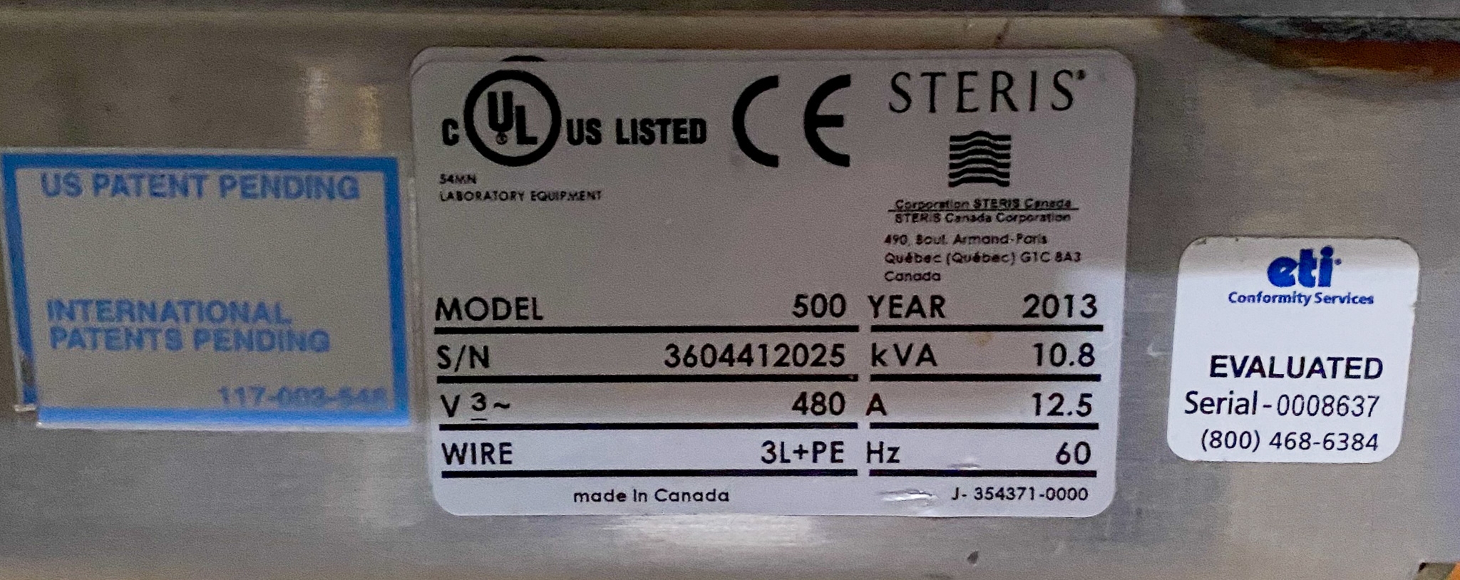 Steris Reliance 500 Glassware Washer Laboratory Equipment 39x25.5x26" Capacity