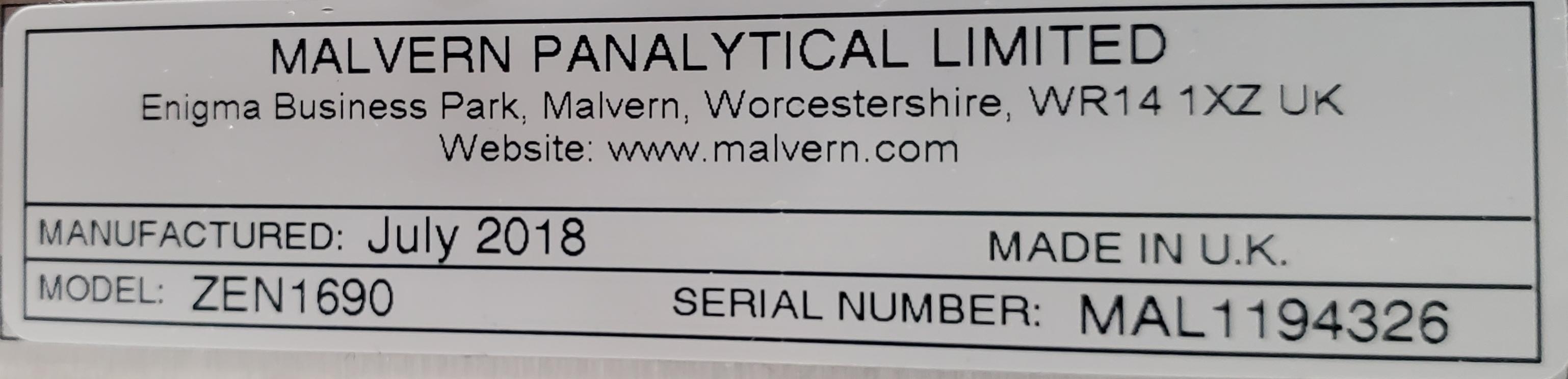 Malvern ZEN 1690 Size Analyzer 0.3nm-5micron 21CFR 90 Degree Scattering