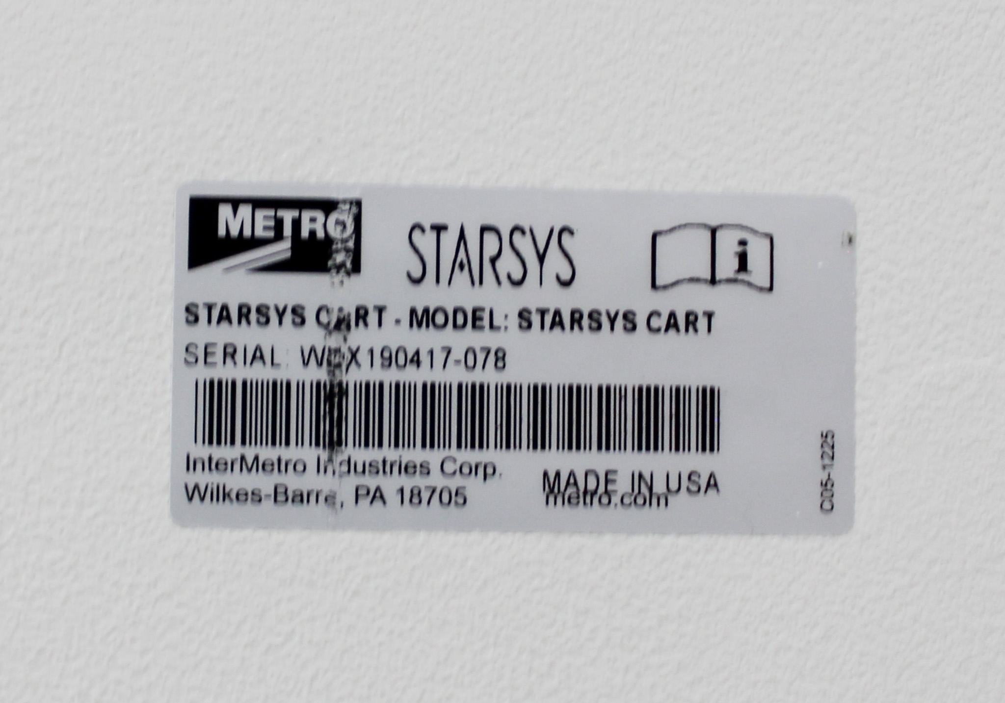 Metro Starsys Cart Facility Cart Mobile Polymer Doors 4 Shelves 5in Casters
