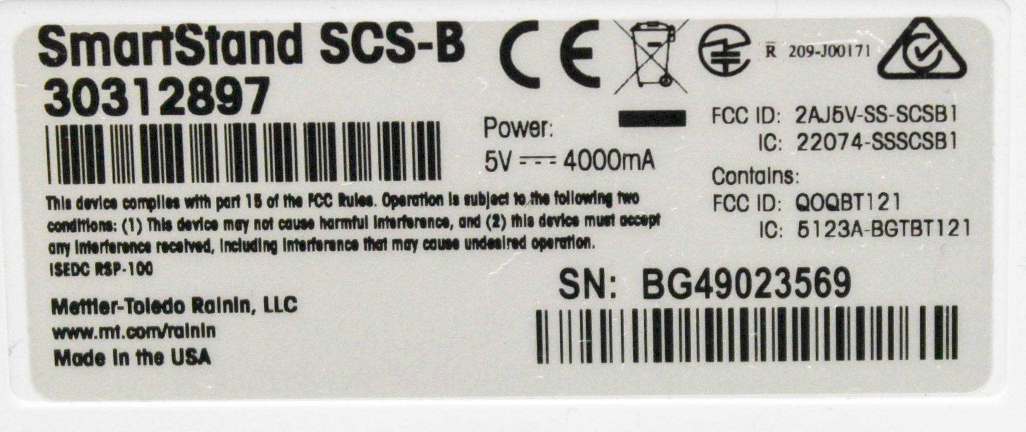 Rainin SCS-B Pipette Holder with Bluetooth RFID Charg Charger Functionality