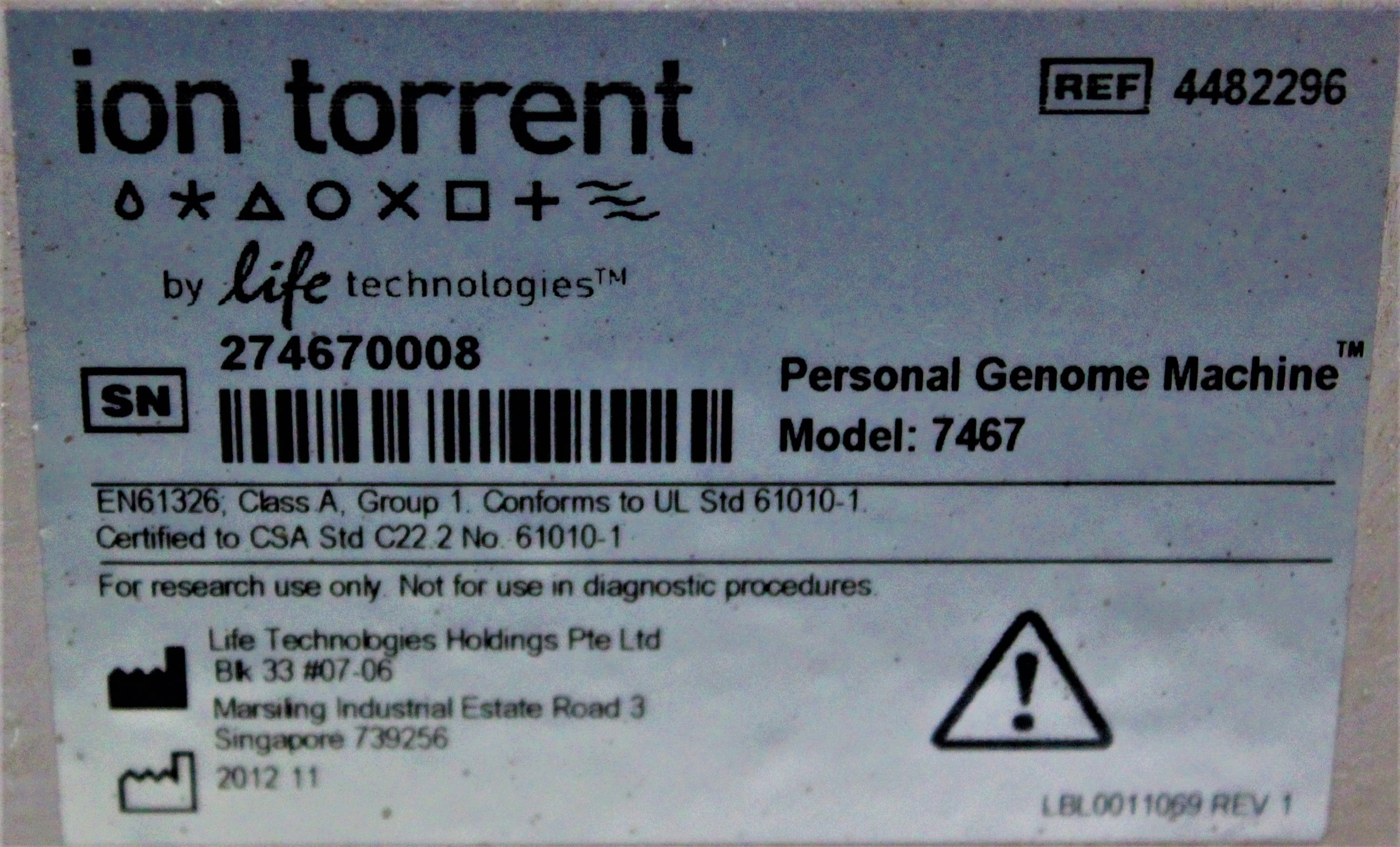 Ion Torrent 7467 DNA Sequencer Functional High Demand Components AS-IS