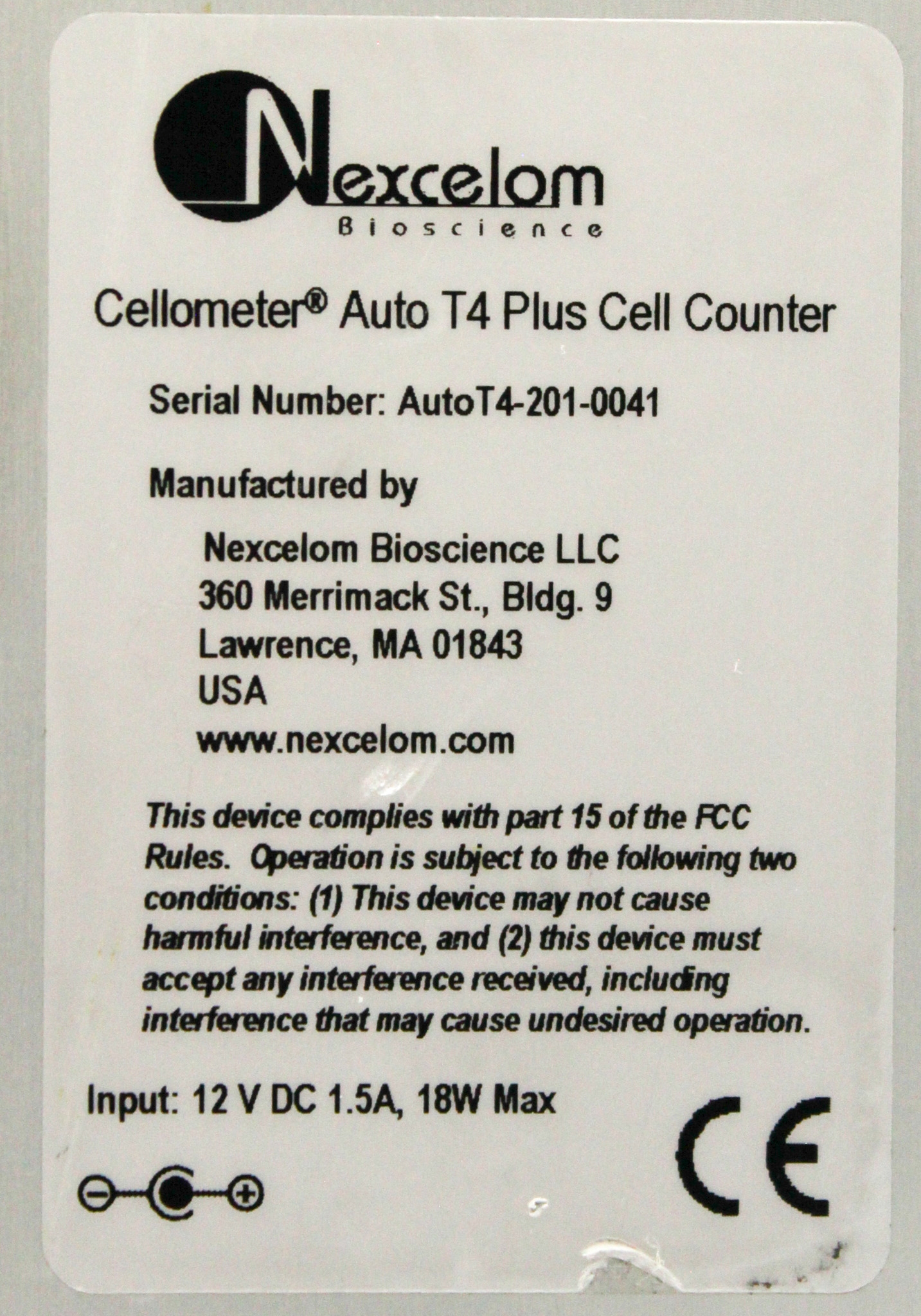 Nexcelom Auto T4 Cellometer Cell Counter Imaging Analysis 120V Used
