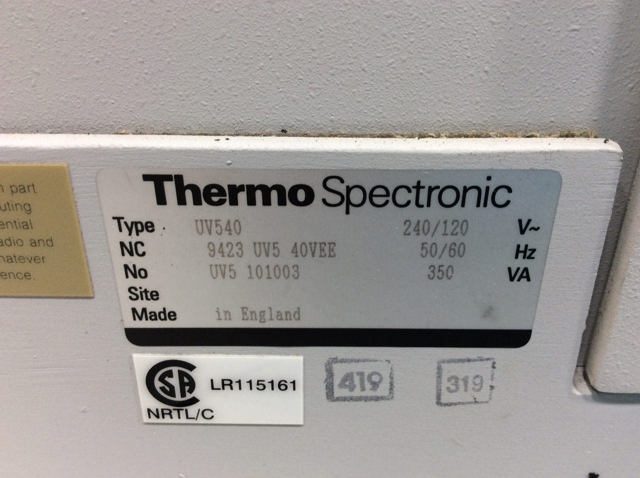 Thermo Unicam UV 500 Spectrometer Double Beam UV-Vis Photomultiplier Detector