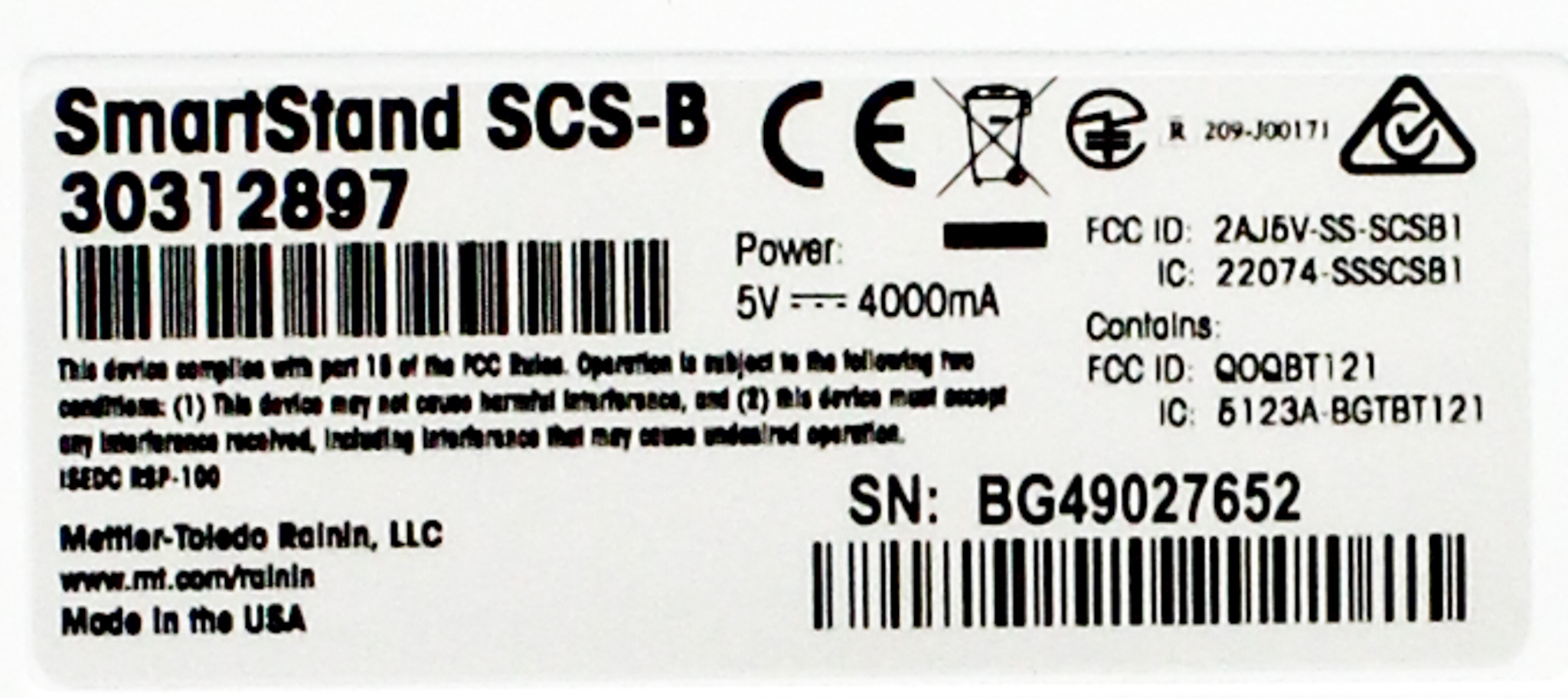 Rainin SmartStand SCS-B Pipette Holder RFID Manage Stand 4 Slots Bluetooth