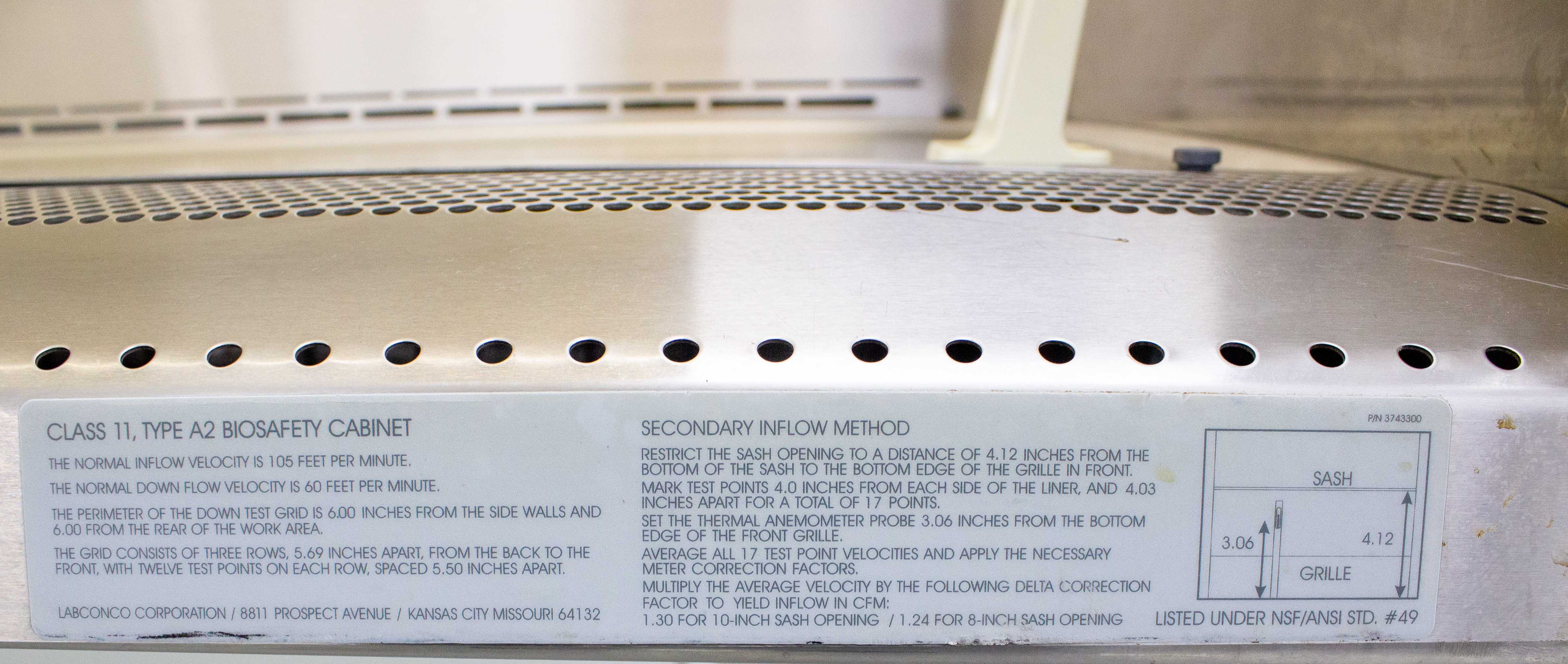 Labconco 36212043726 Biosafety Cabinet Cell Logic Class II Purifier 72.5in Wide