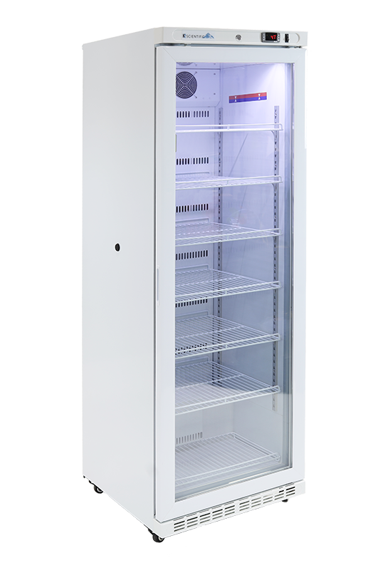 K2 Scientific K214GDR 14 cu ft Glass Door Refrigerator for Vaccine Storage