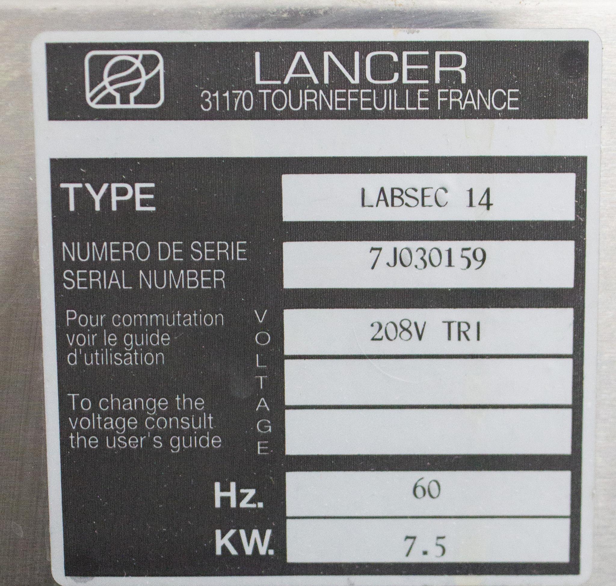 Lancer LabSec 1400 Glassware Dryer with Racks Efficient 220V 60Hz Preowned