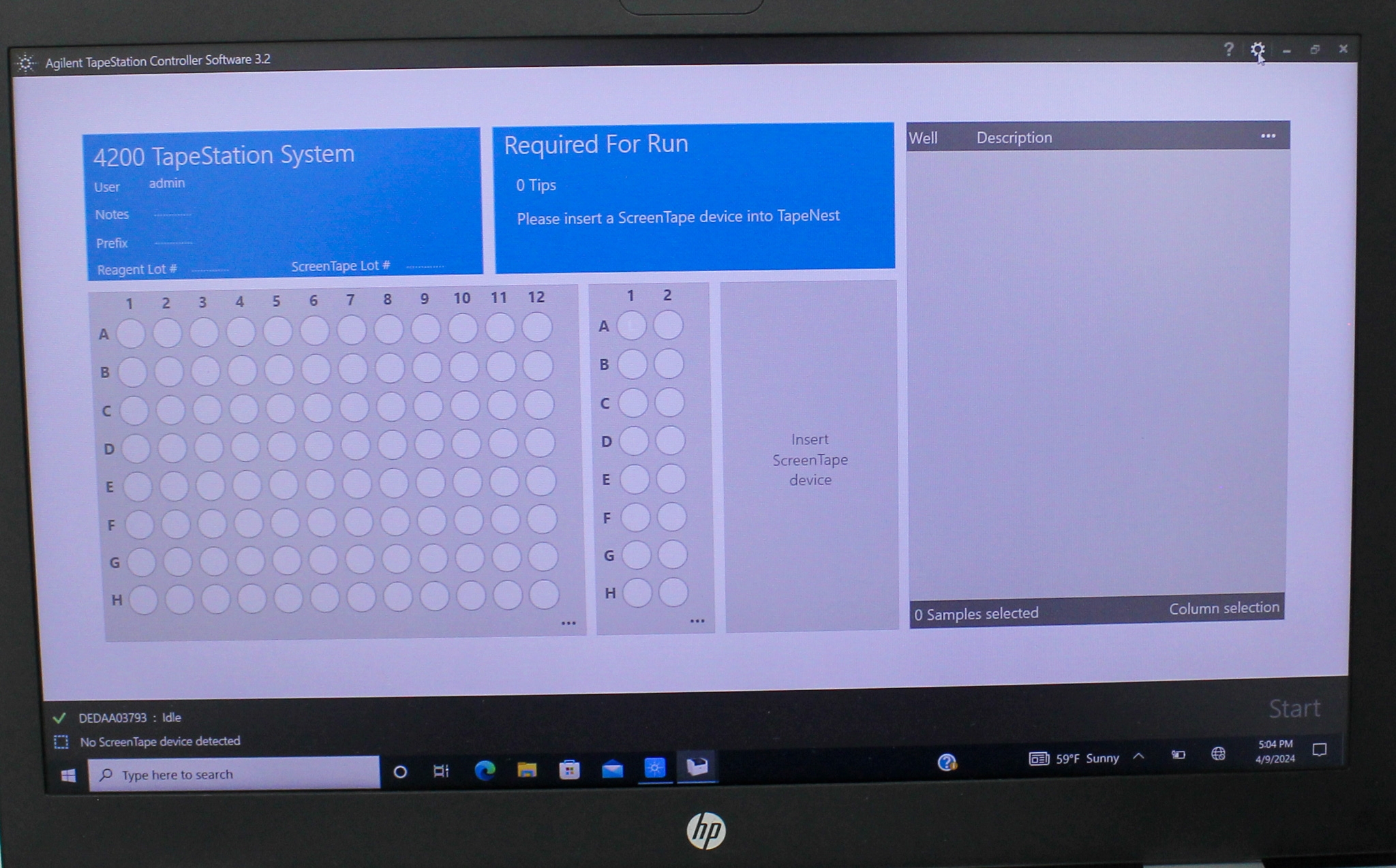 Agilent 4200 Tapestation Electrophoresis System DNA-RNA Analysis 96-Sample