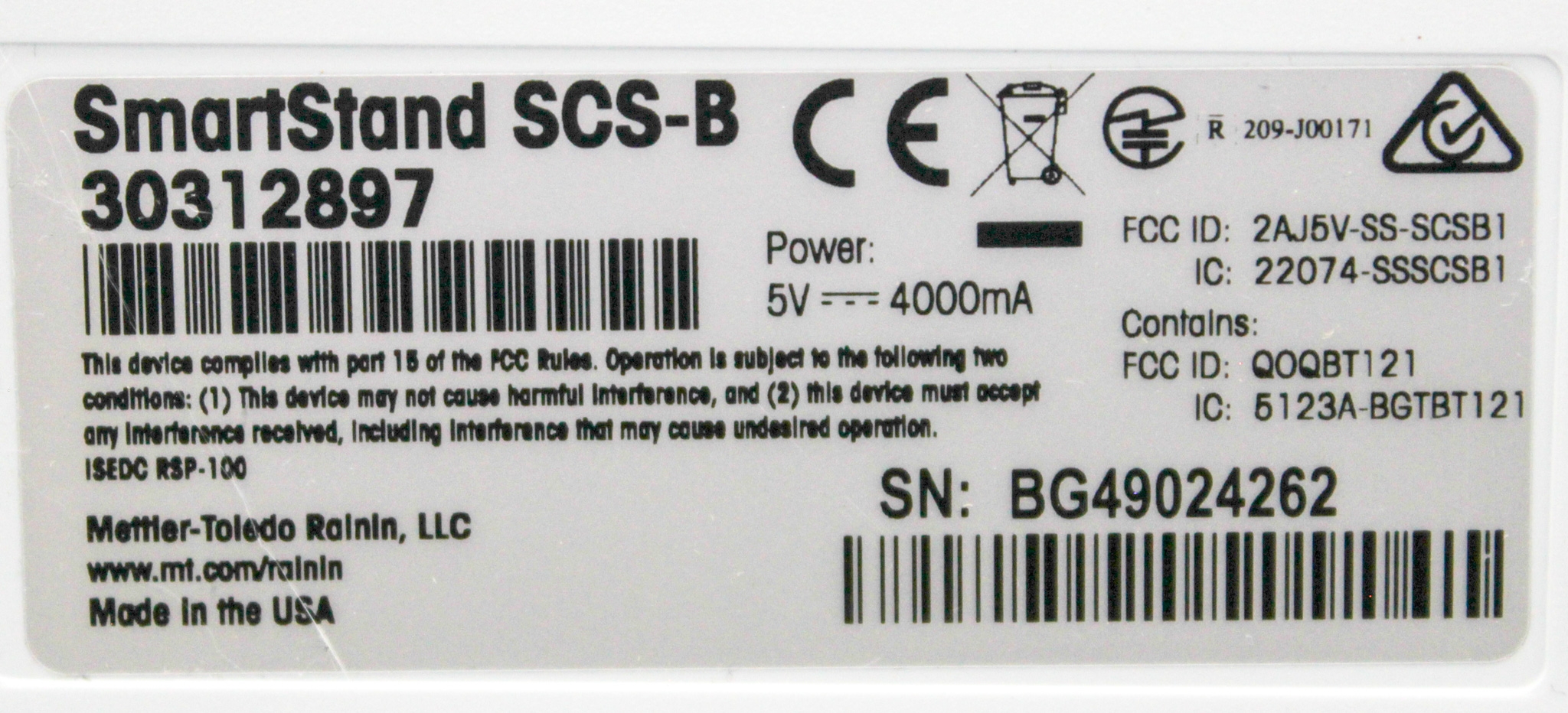 Rainin SmartStand SCS-B Pipette Holder Bluetooth RFID 4 Pipette Charging