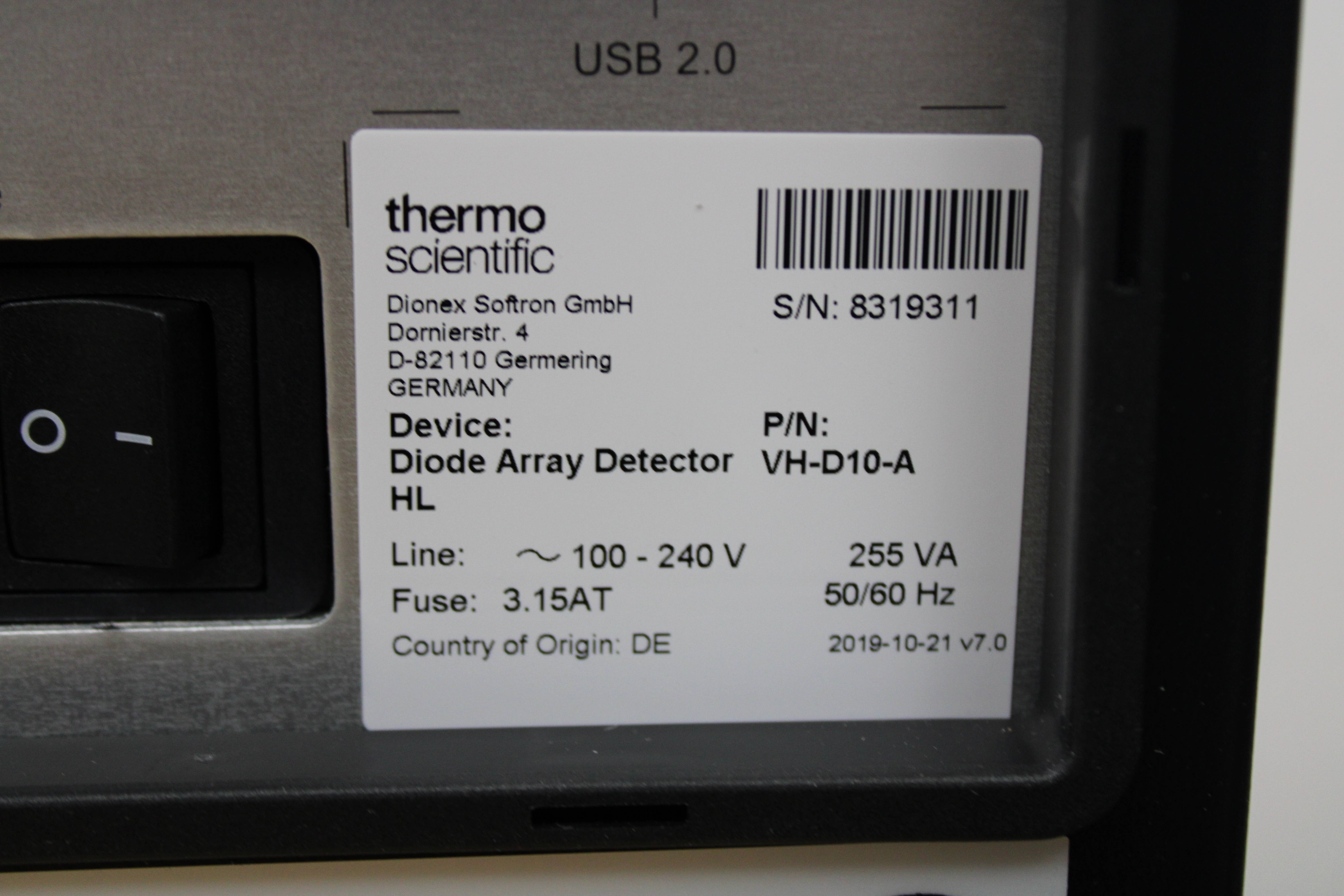 Thermo Vanquish Diode Array Detector HL 240V HPLC UHPLC Used 2019 Made
