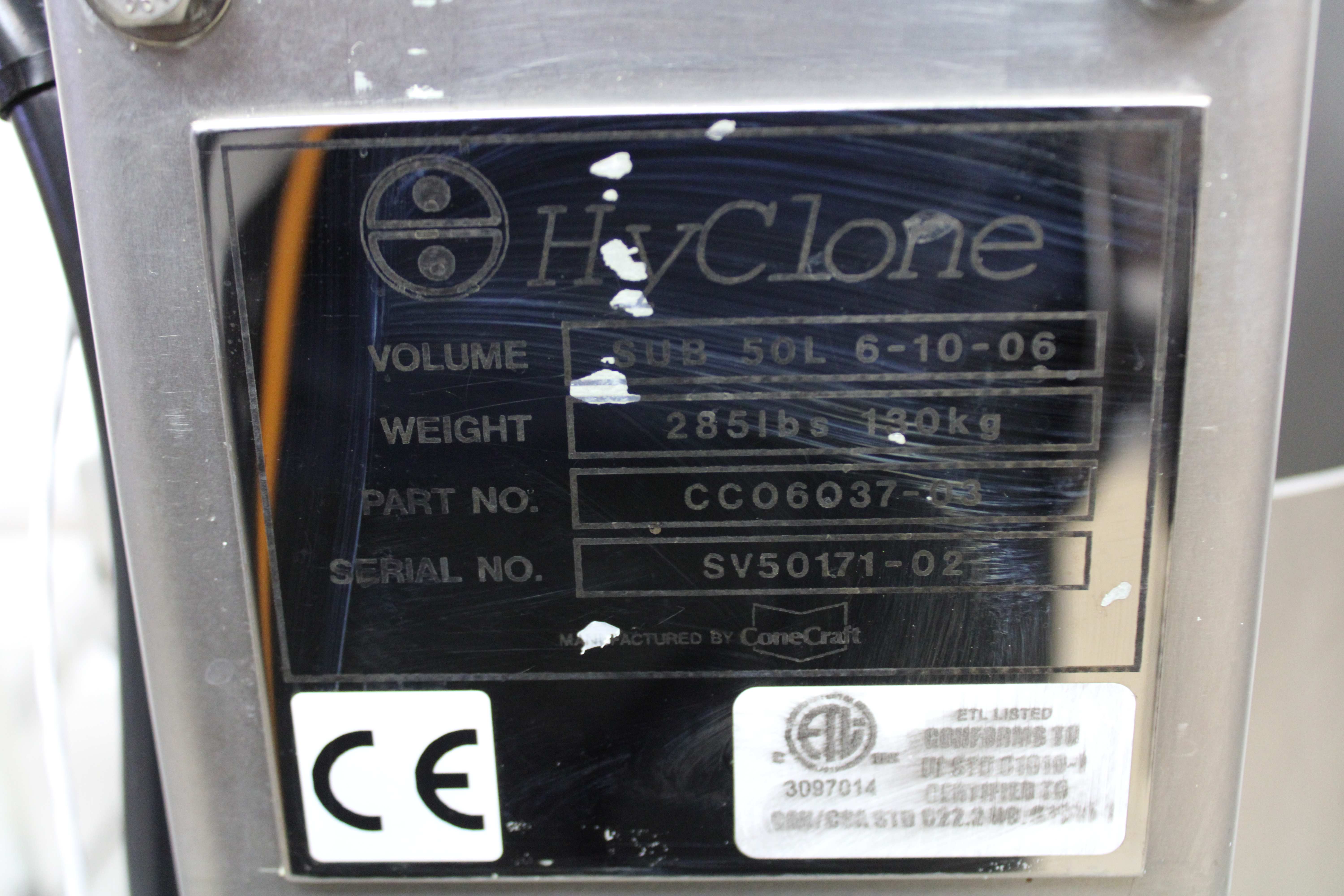 HyClone SV50171.02 50L Single-Use Bioreactor w/ MotorMixer on Cart, Used