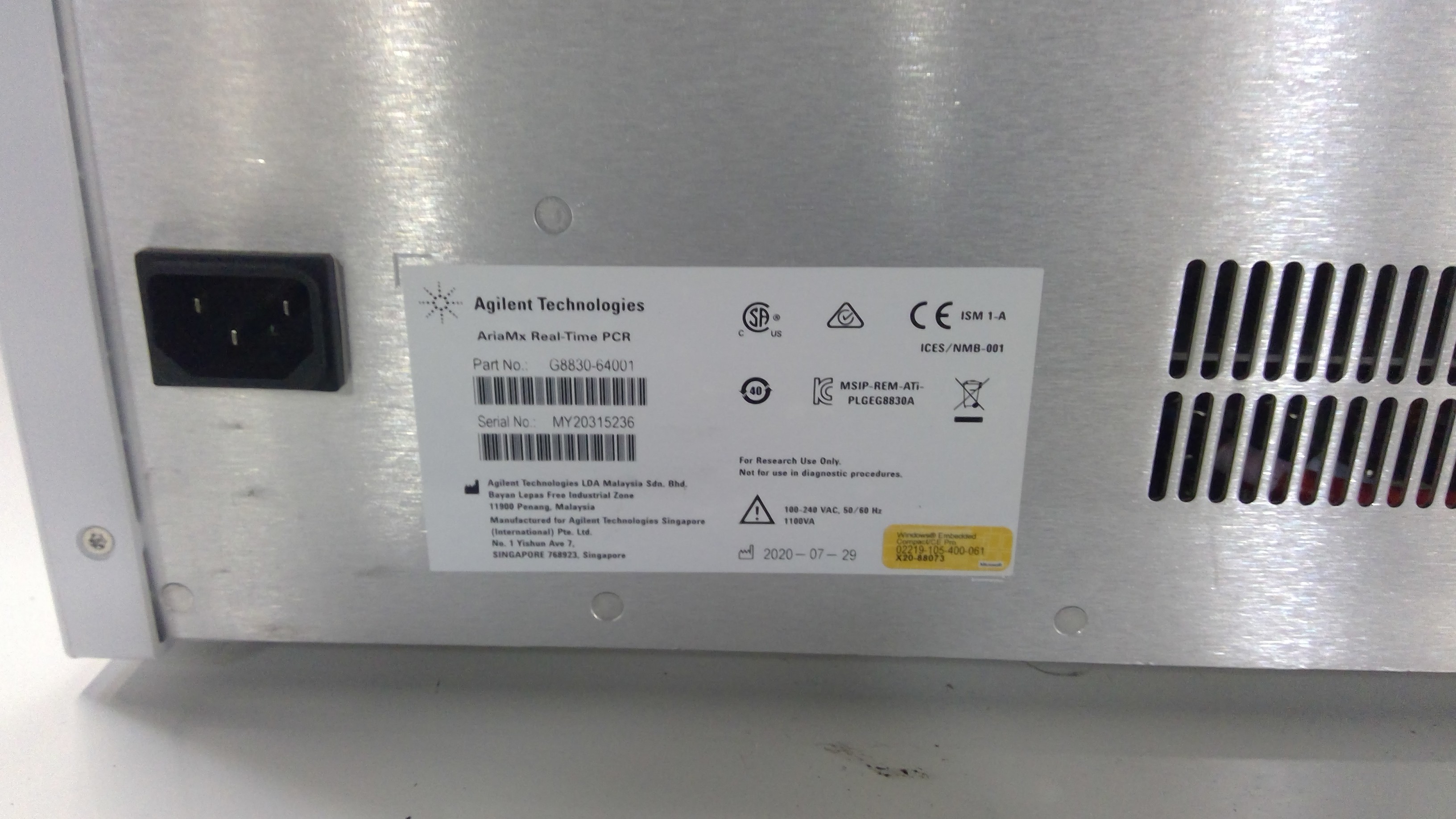 Agilent Technologies ARIA MX G8830A Real-Time PCR System for Amplification