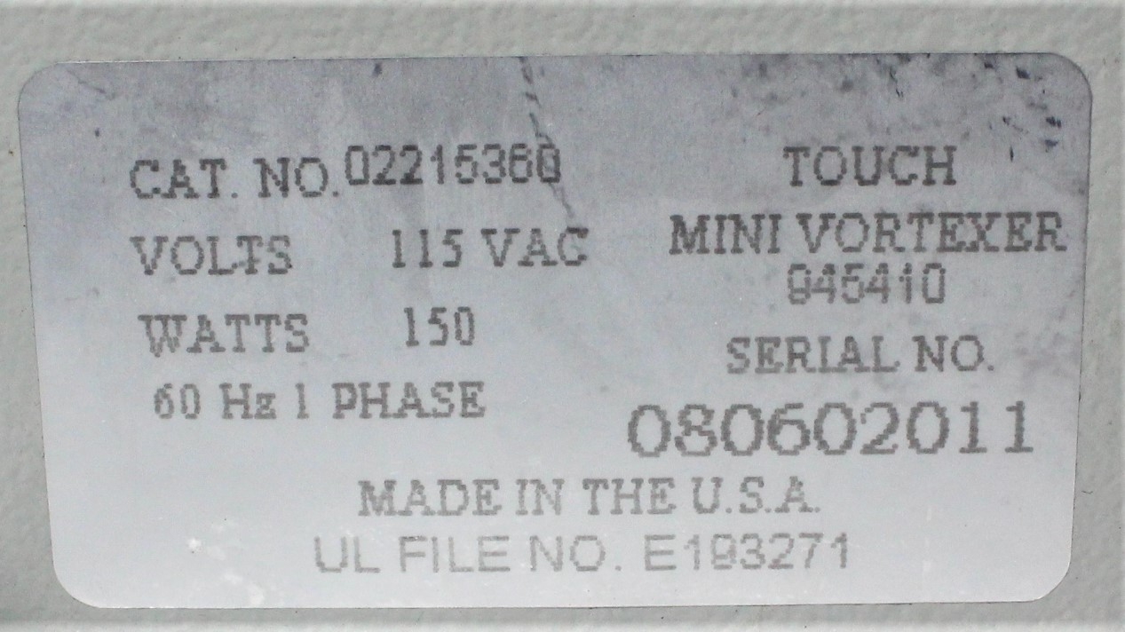 Fisher Vortexer 02215360 Mixer Used High-Speed Fixed Touch Operations