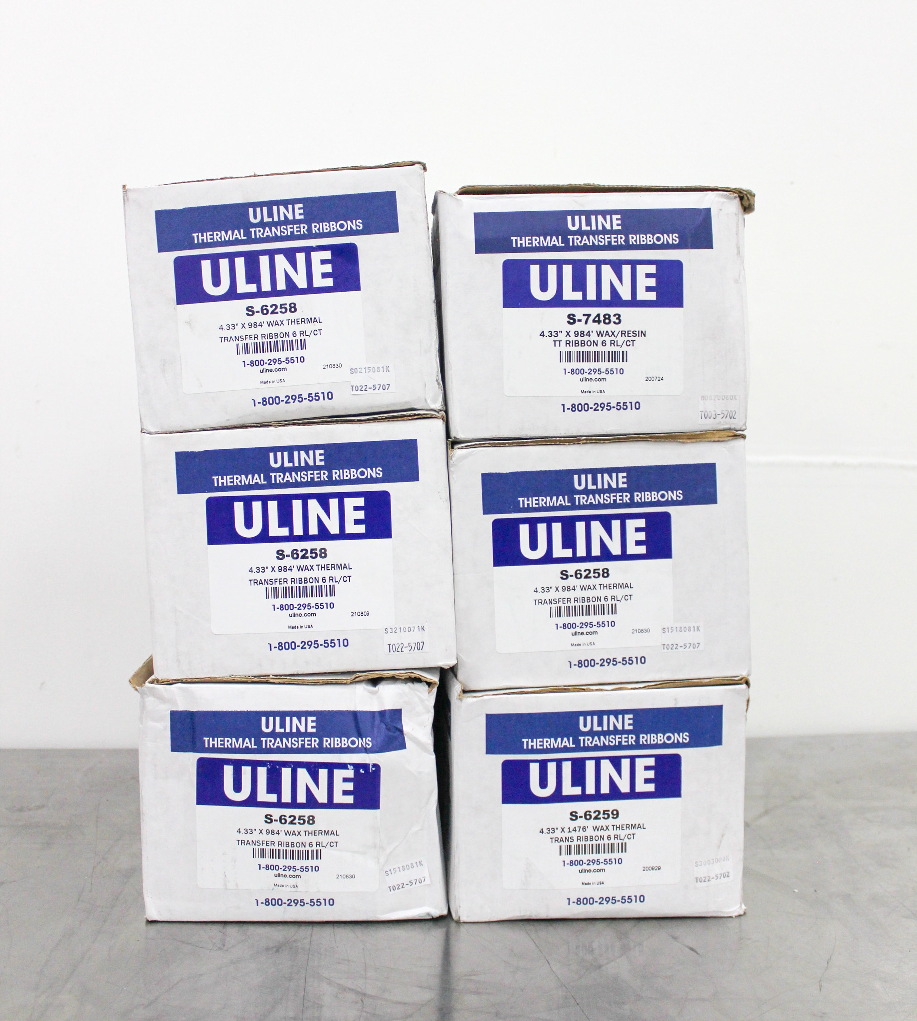Uline S-7483 Thermal Transfer Ribbon Wax 4.33x984 - Industrial Printer Use