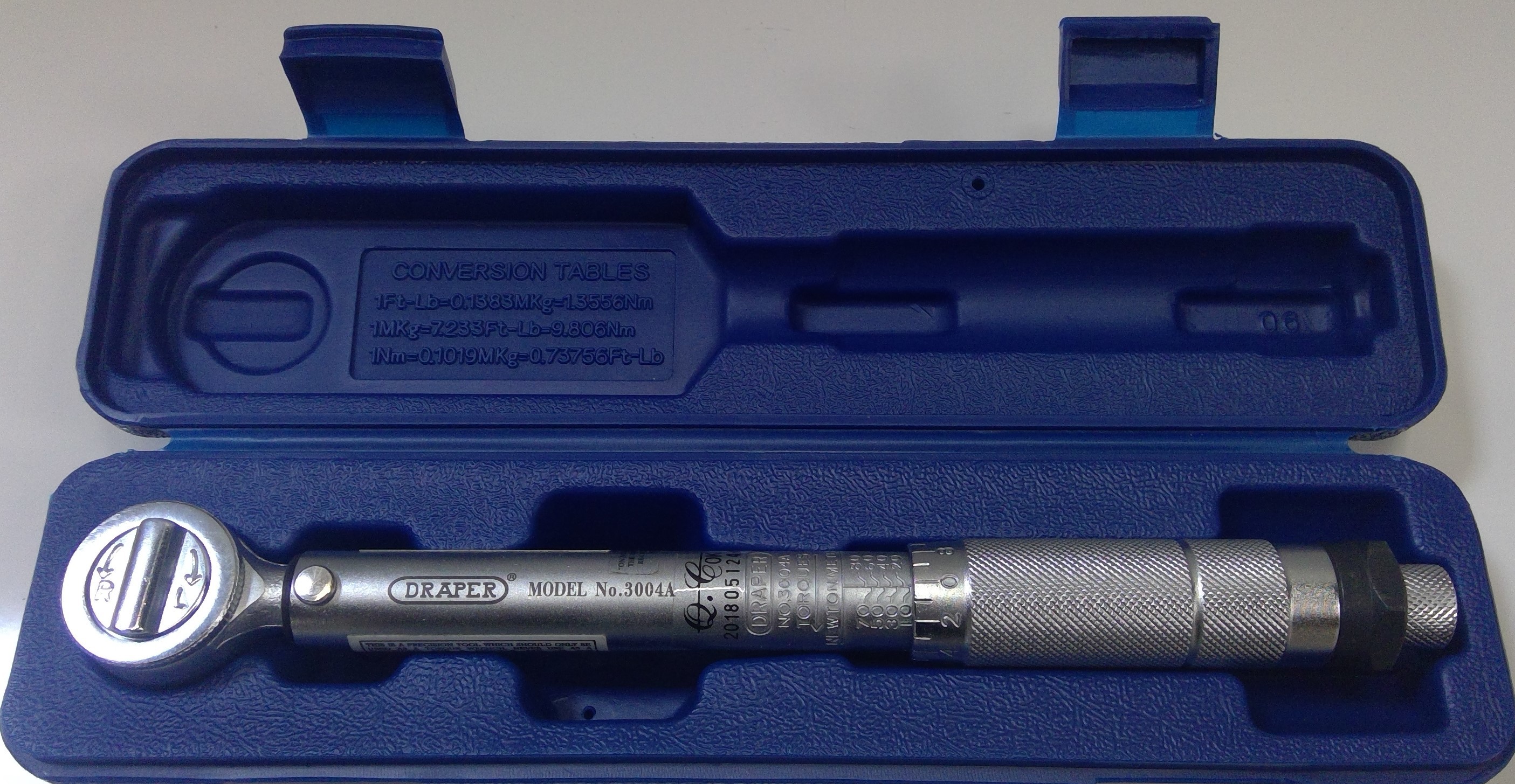 Draper 3004A Torque Wrench 10-80Nm 3/8-Inch Micrometer Sleeve Used