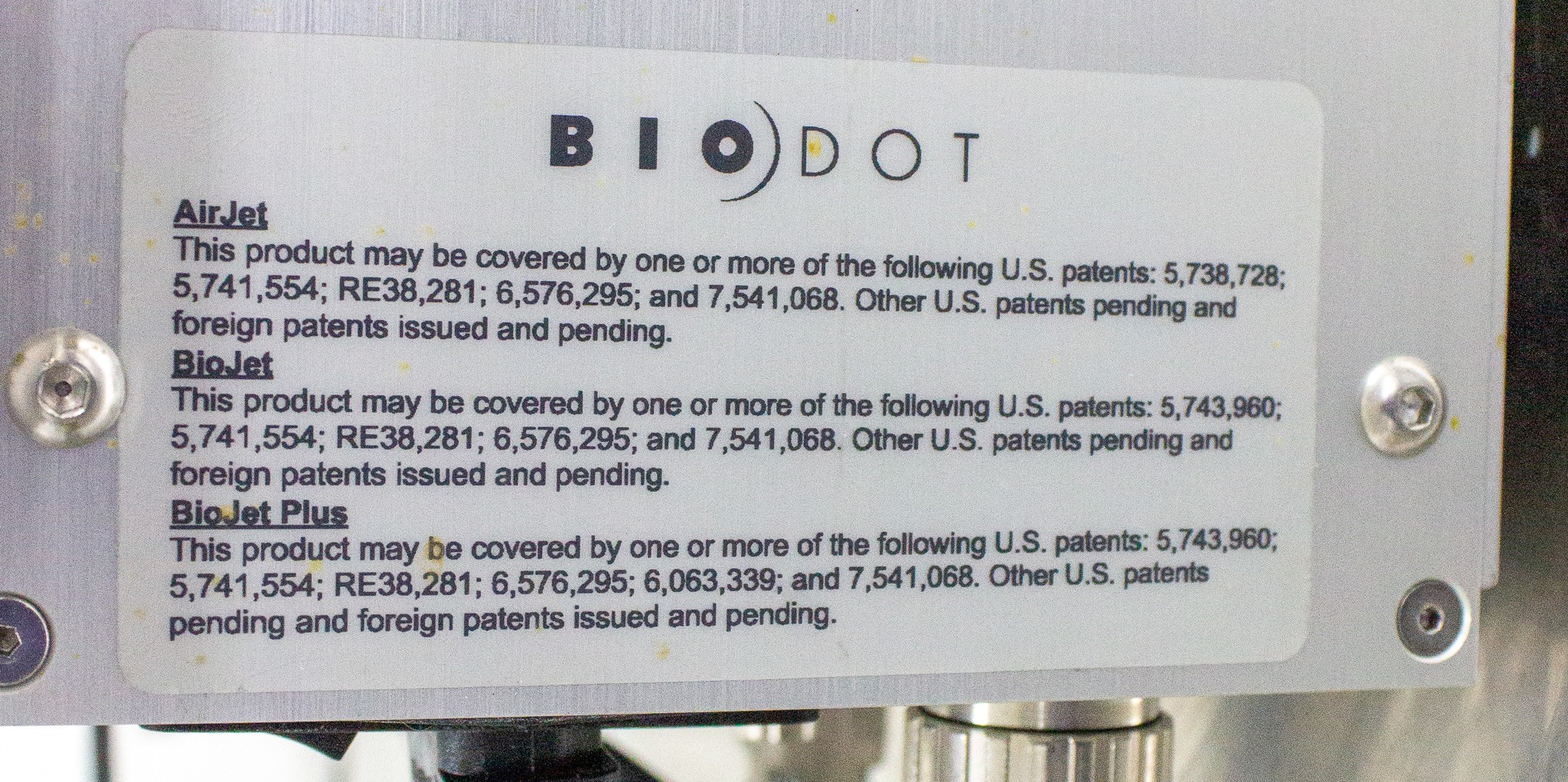 Biodot AD3060 Dispenser Platform with Bio Jet Plus Pumps 120V/220V 50Hz/60Hz