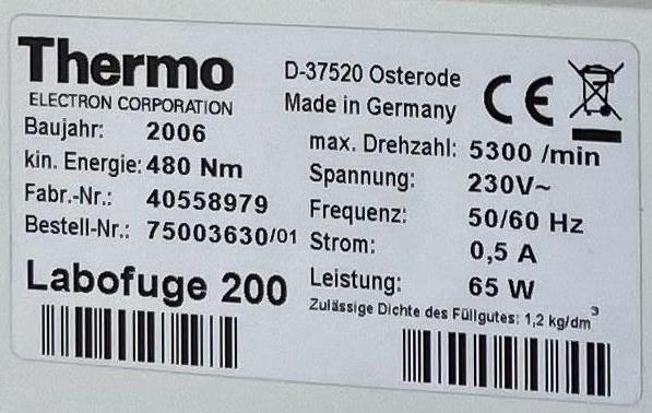 Heraeus Labofuge 200 Benchtop Centrifuge 2006 Model Rugged Lab Equipment