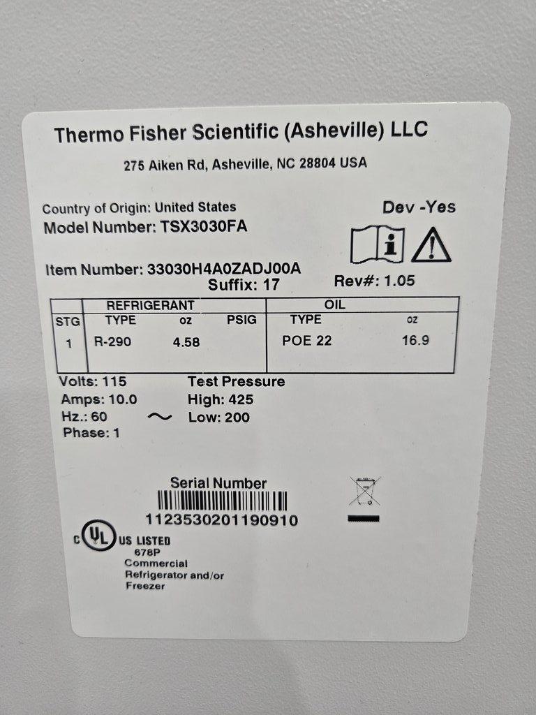 Thermo TSX3030FA Freezer Cold Storage -30C High-Performance Energy Efficient