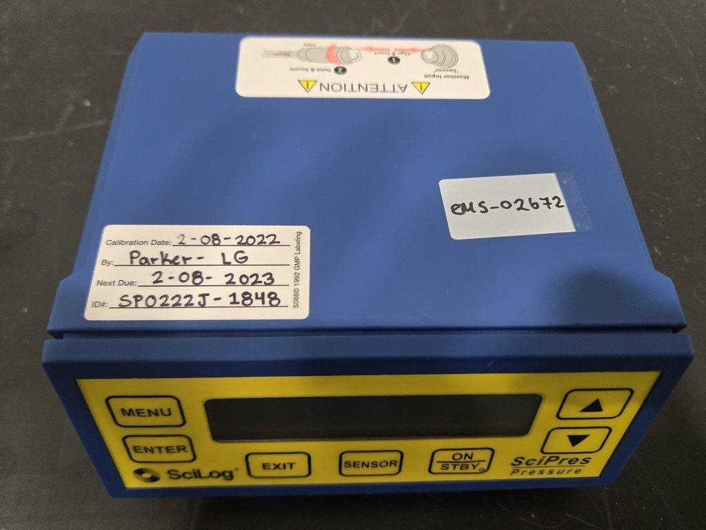 Parker SciLog SciPres Pressure Meter Laboratory Monitoring Device Excellent