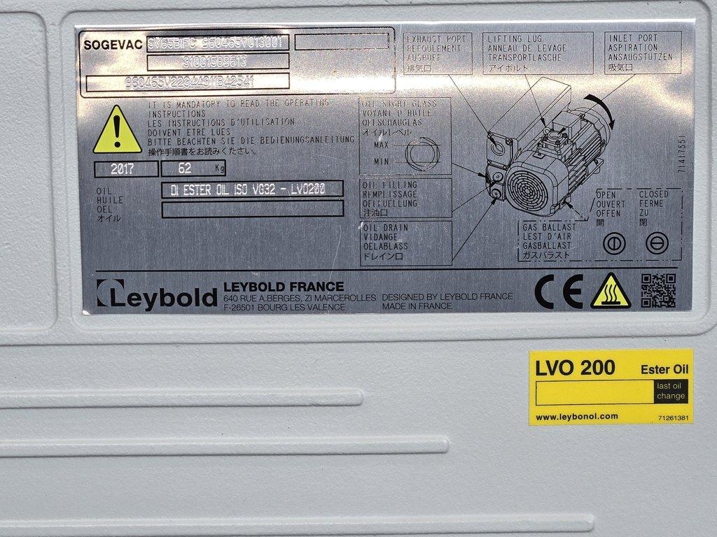 Leybold Sogevac SV65 BIFC Pump 200-240V 50/60Hz VG Condition