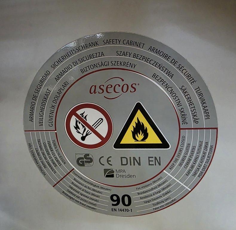 Asecos S90.196.060 Fire Resistant Safety Cabinet, Type 90, 2013, Used