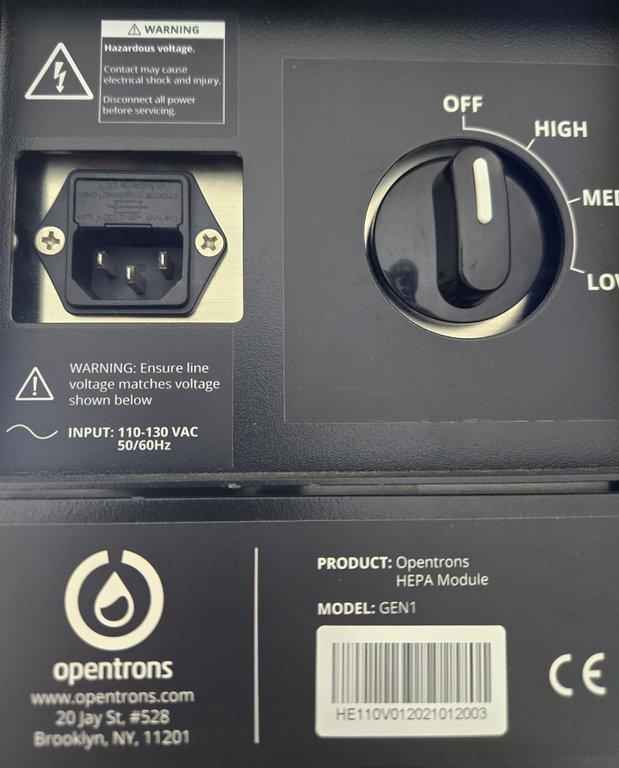 Opentrons OT2 Liquid Handler with HEPA Module, Very Good Condition