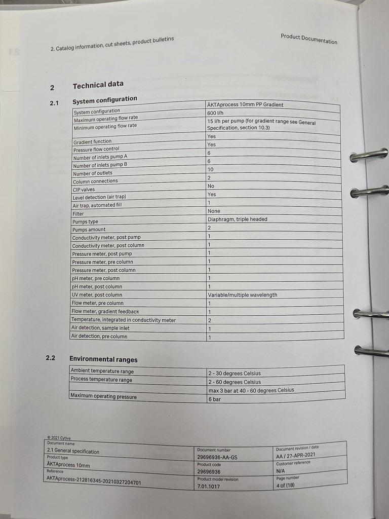Cytiva AKTAprocess Chromatography System Includes Computer Software