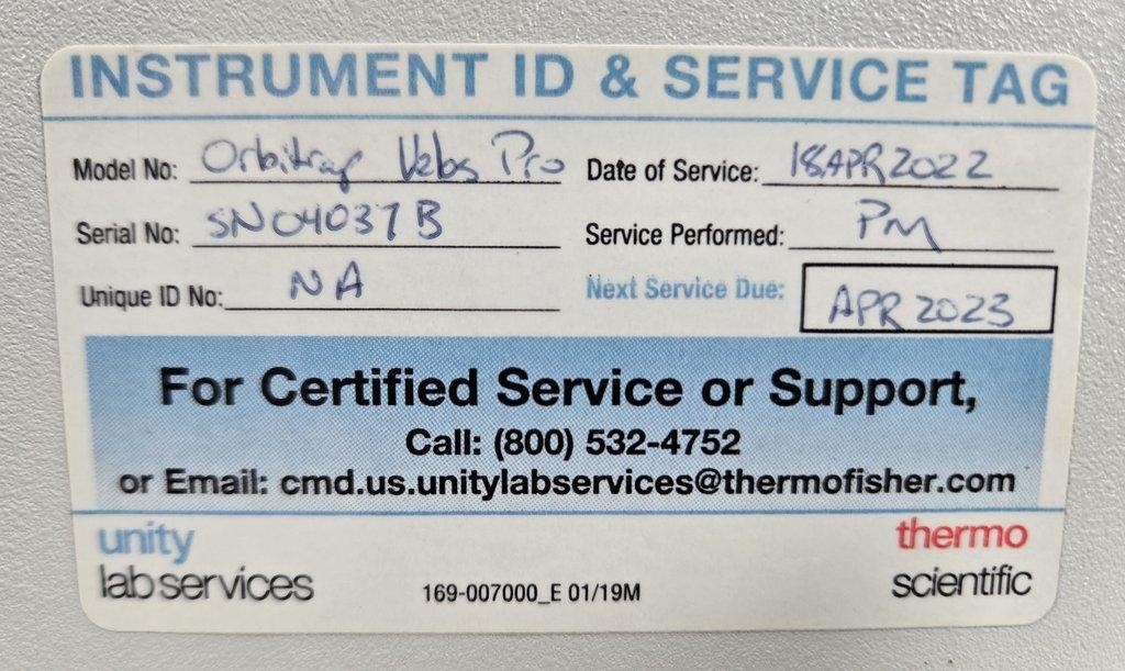 Thermo LTQ Orbitrap Velos Pro ETD Mass Spectrometer High Accuracy