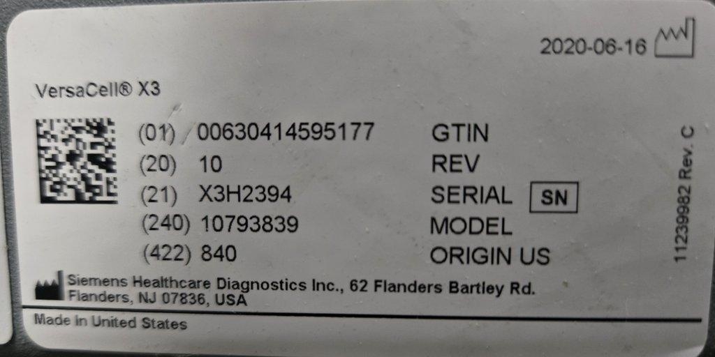 Siemens VersaCell X3 model 10793839 Analytical Instrument Fair Condition