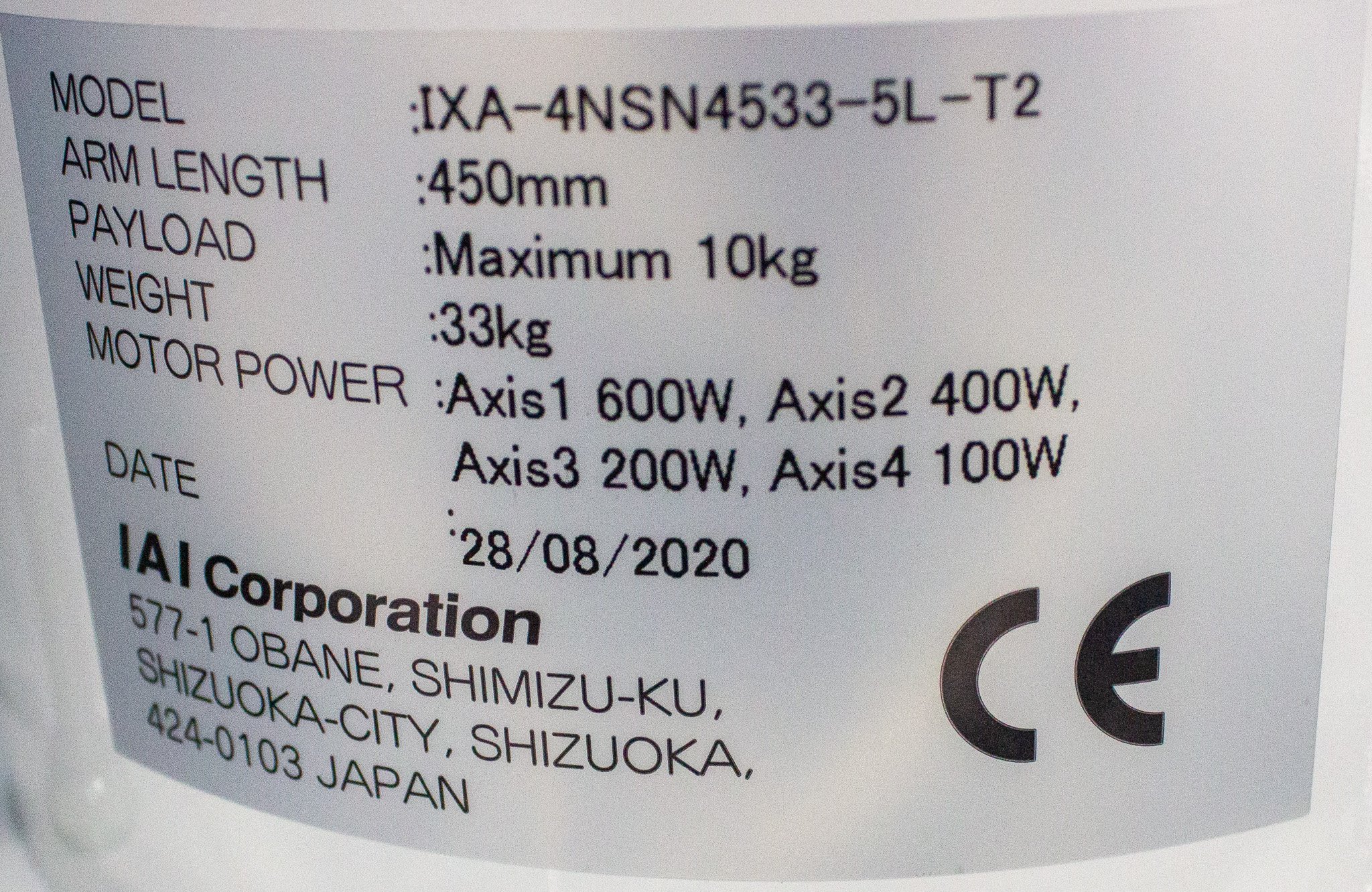 IAI SCARA Robot IXA-4NSN4533-5L-T2 High-Speed Automation with Low Vibration