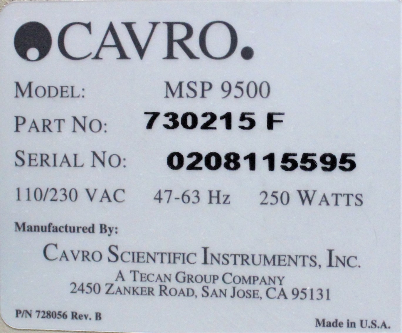 Cavro MSP 9500 Automated Liquid Handler Versatile Programmable VG Condition