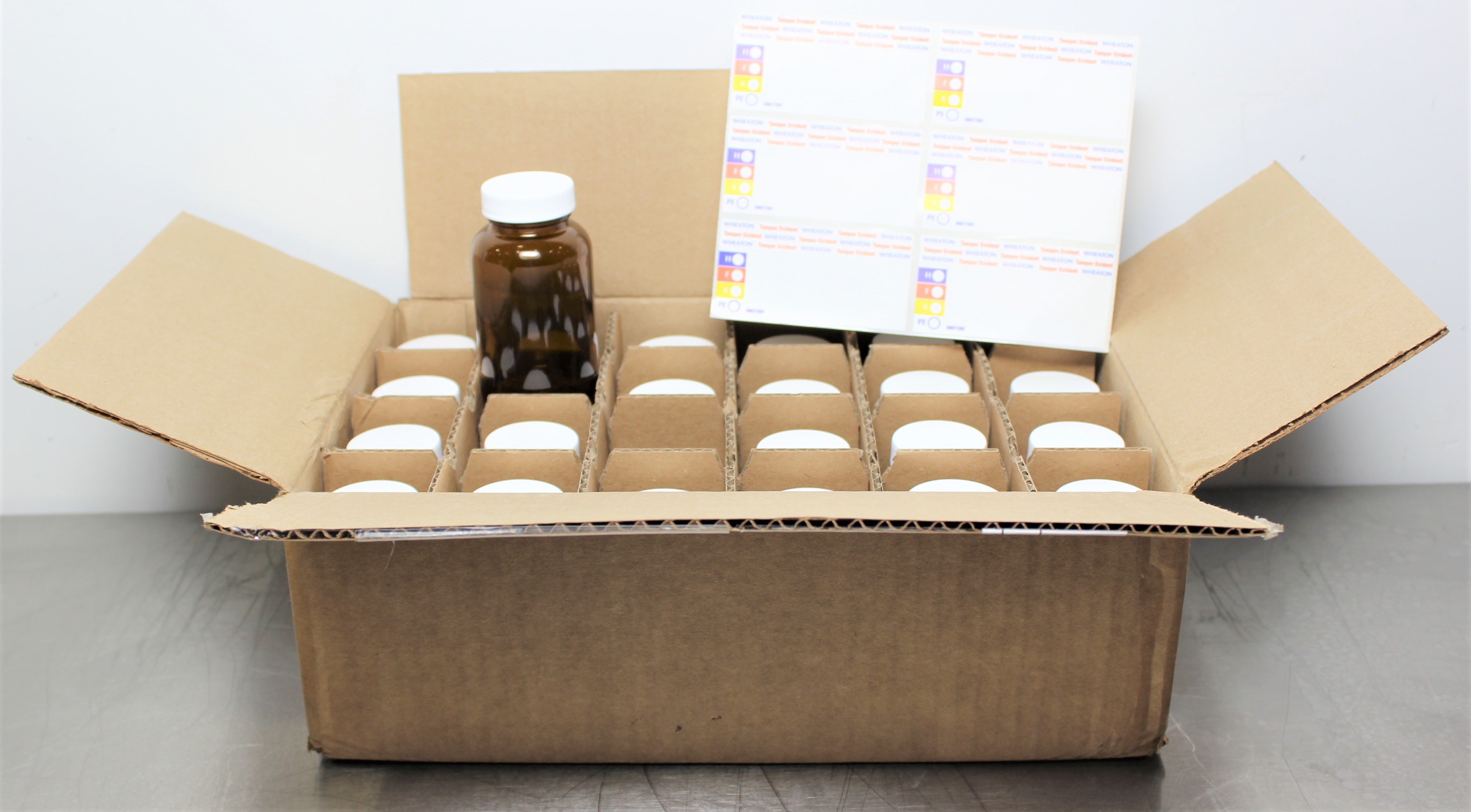 Wheaton 4 oz Amber Glass Bottles Case of 24 Liquid Handling Turn-Key