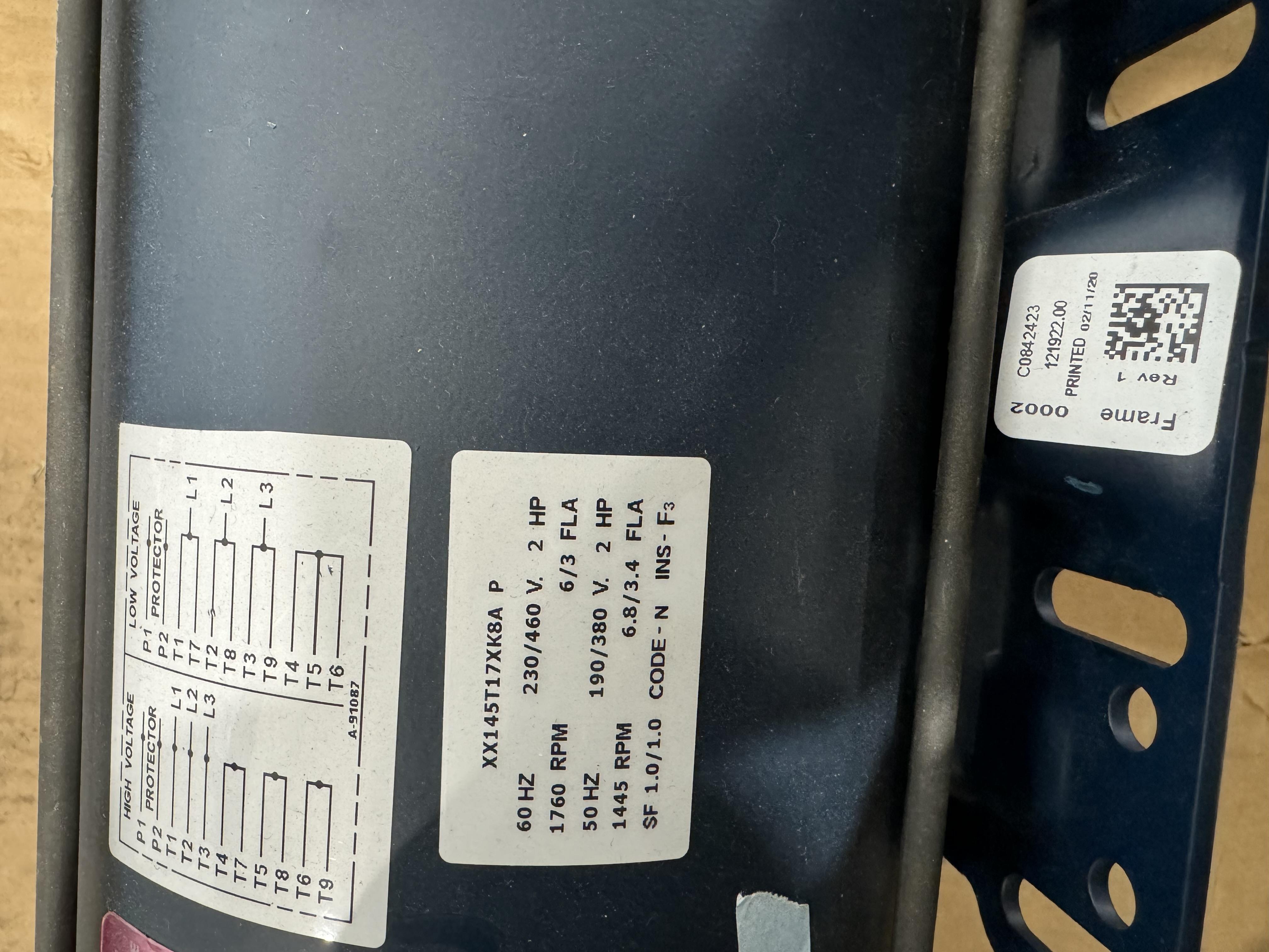 Watt Drive HF 50S Electric Motor 20 HP 1765 RPM IP55 Protection 230/460V