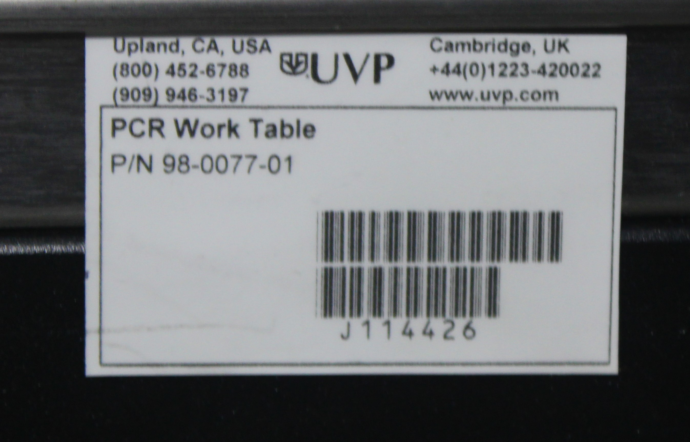 UVP 98-0077-01 Lab PCR Cabinet Table Stainless Locking Casters Antimicrobial