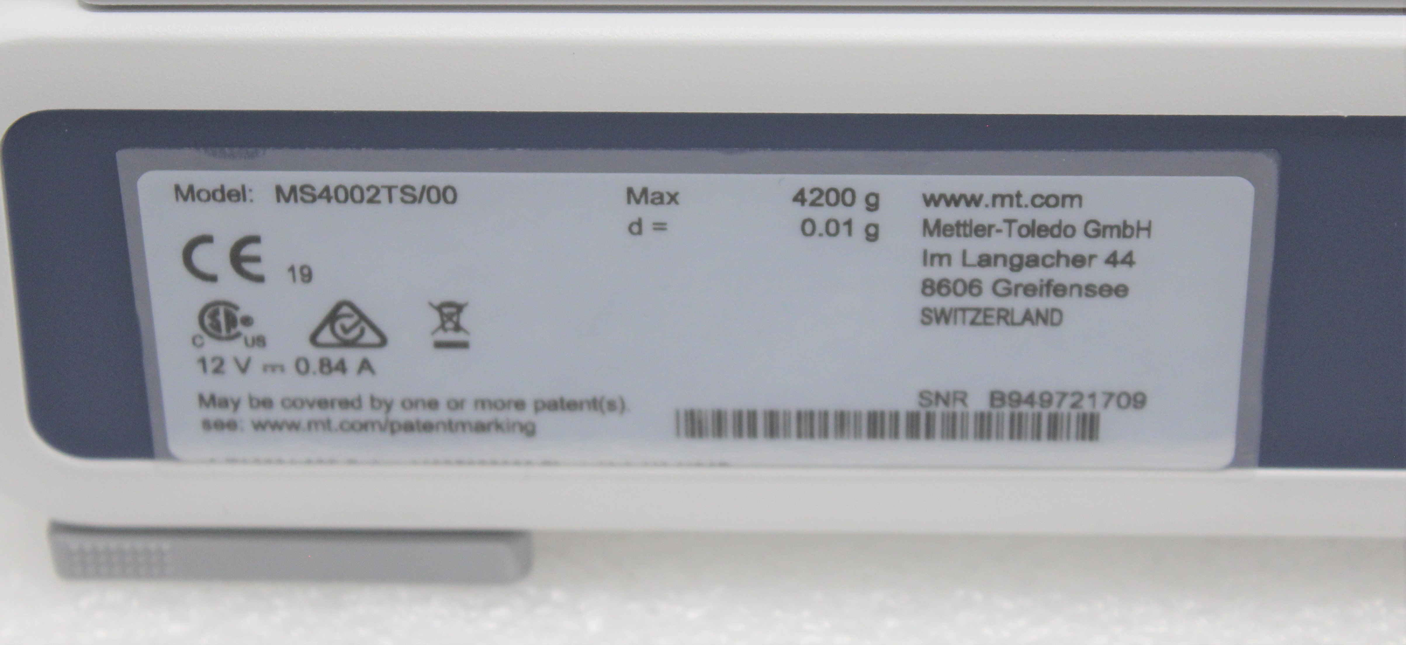 Mettler-Toledo MS4002TS Analytical Precision Balance 4200g Turnkey Used