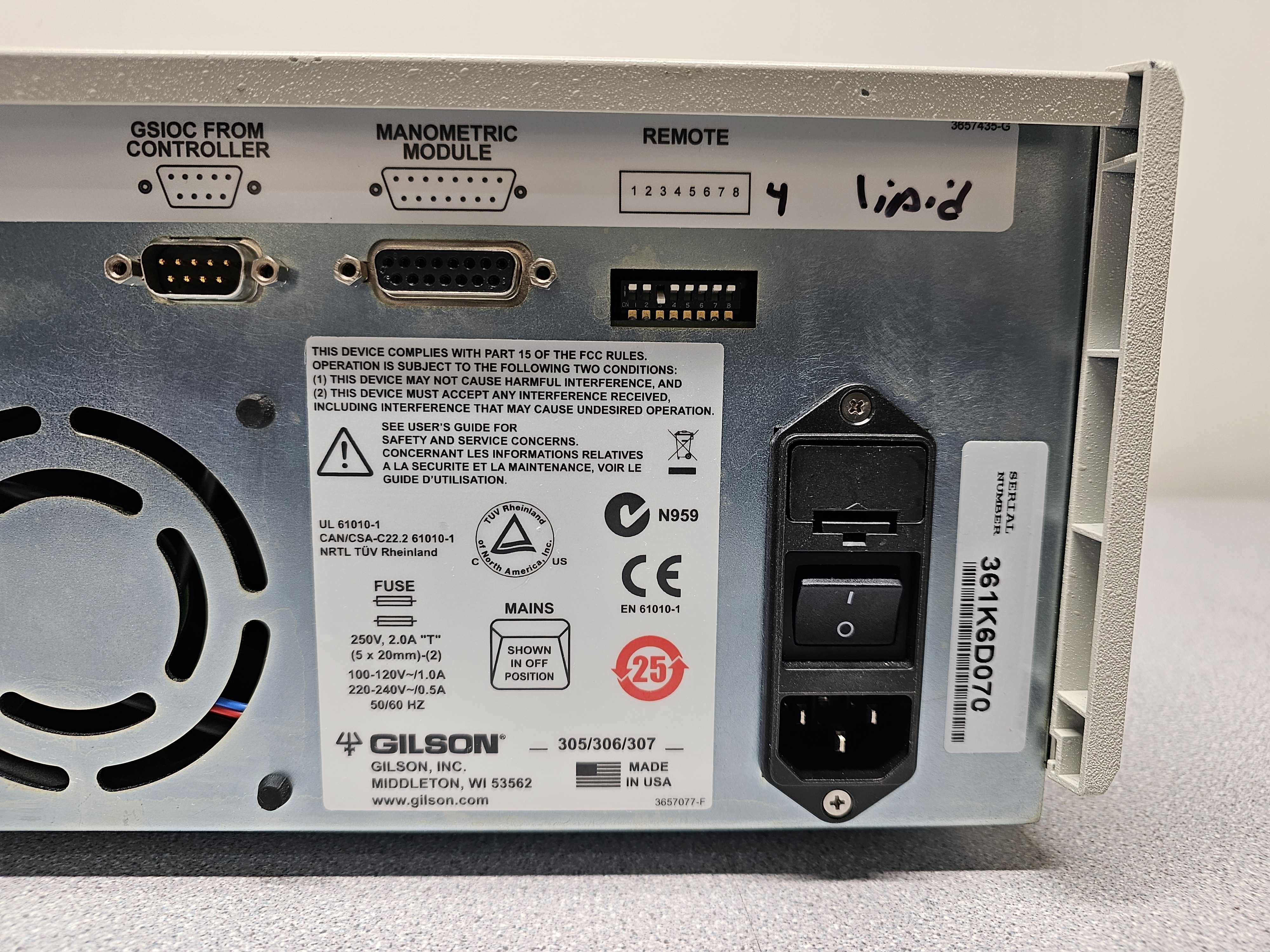 Gilson 306 HPLC Pump Analytical to Preparative Flow Rates Used Powers On