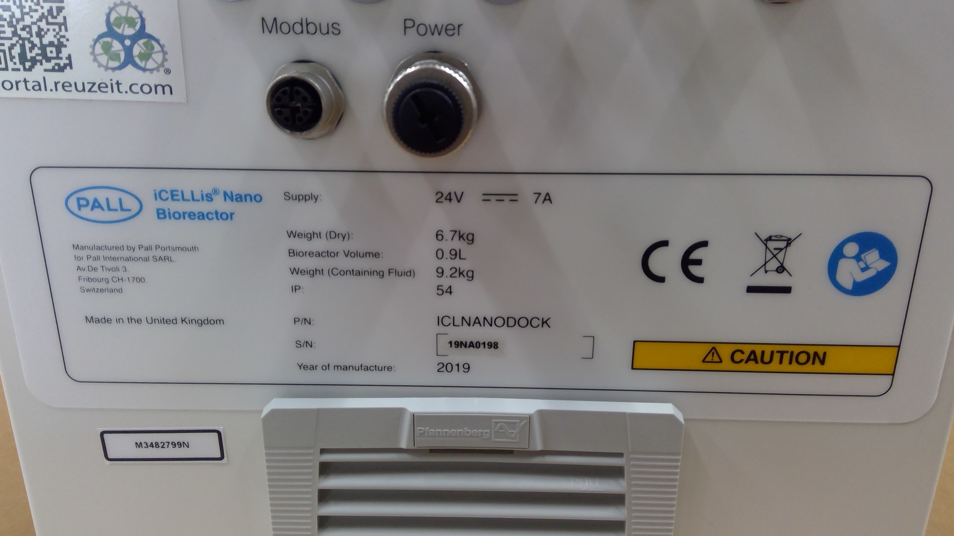 Pall ICLNANODOCK Bioreactor Cell Cultivation Single Or Standalone Unit Used