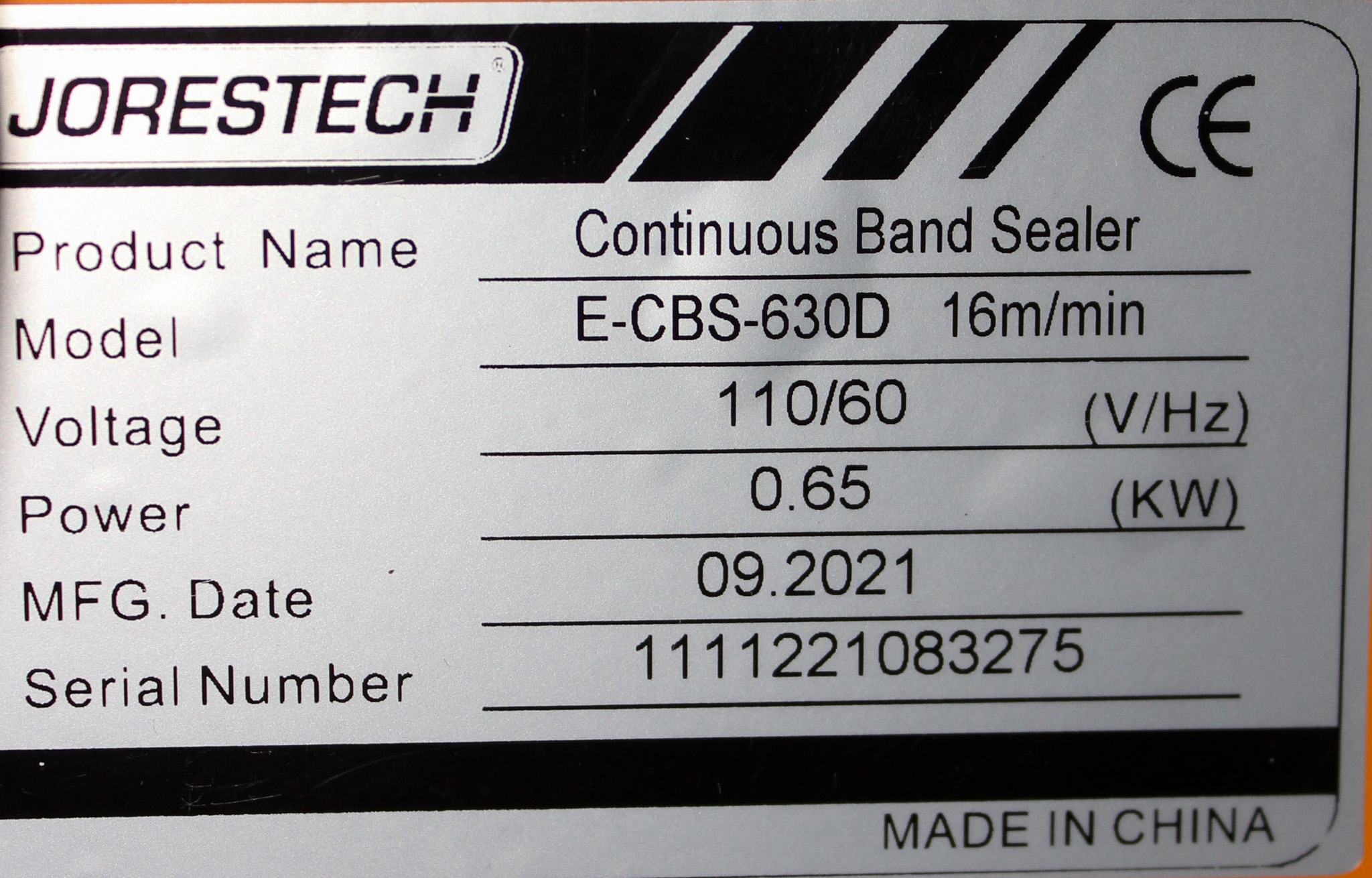JORESTECH E-CBS-630D Band Sealer, Digital Temp, PE/Bopp Bags, Convertible Operation