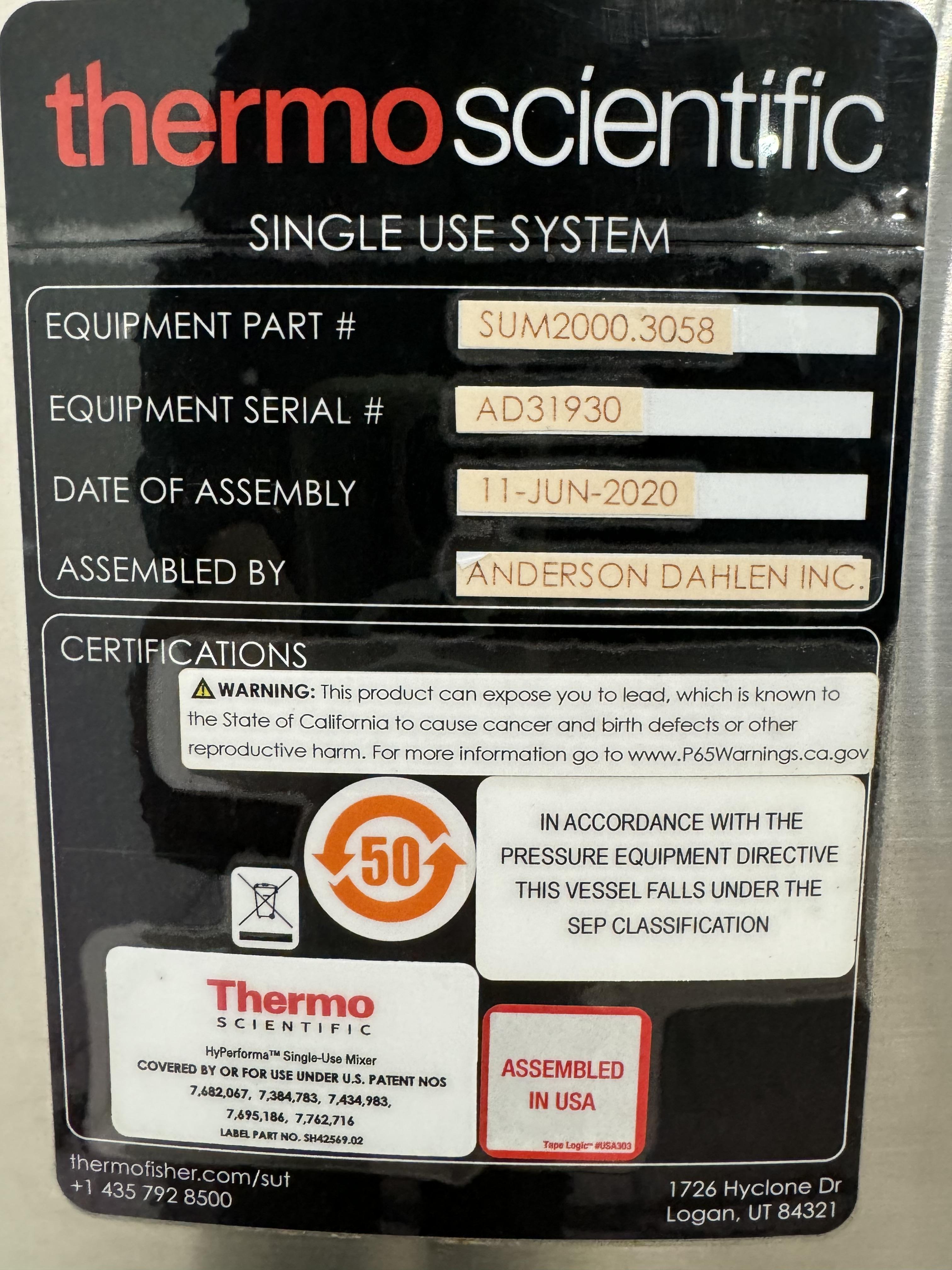 Thermo SUM2000.9004 S.U.M. 2000L Single Use Mixer BioProcess 220V 60Hz