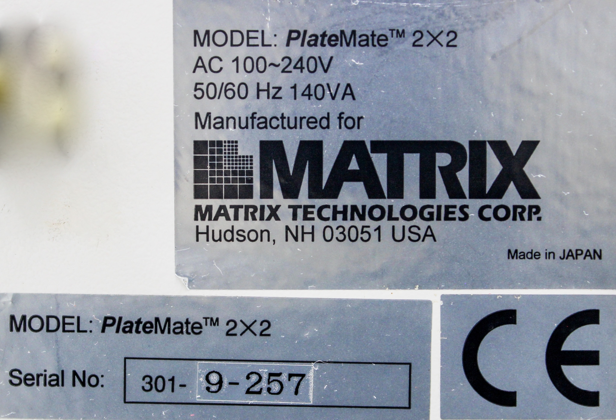 Matrix PlateMate 2X2 Automated Liquid Handler 96-Ch Pipetting Head 30ul Used
