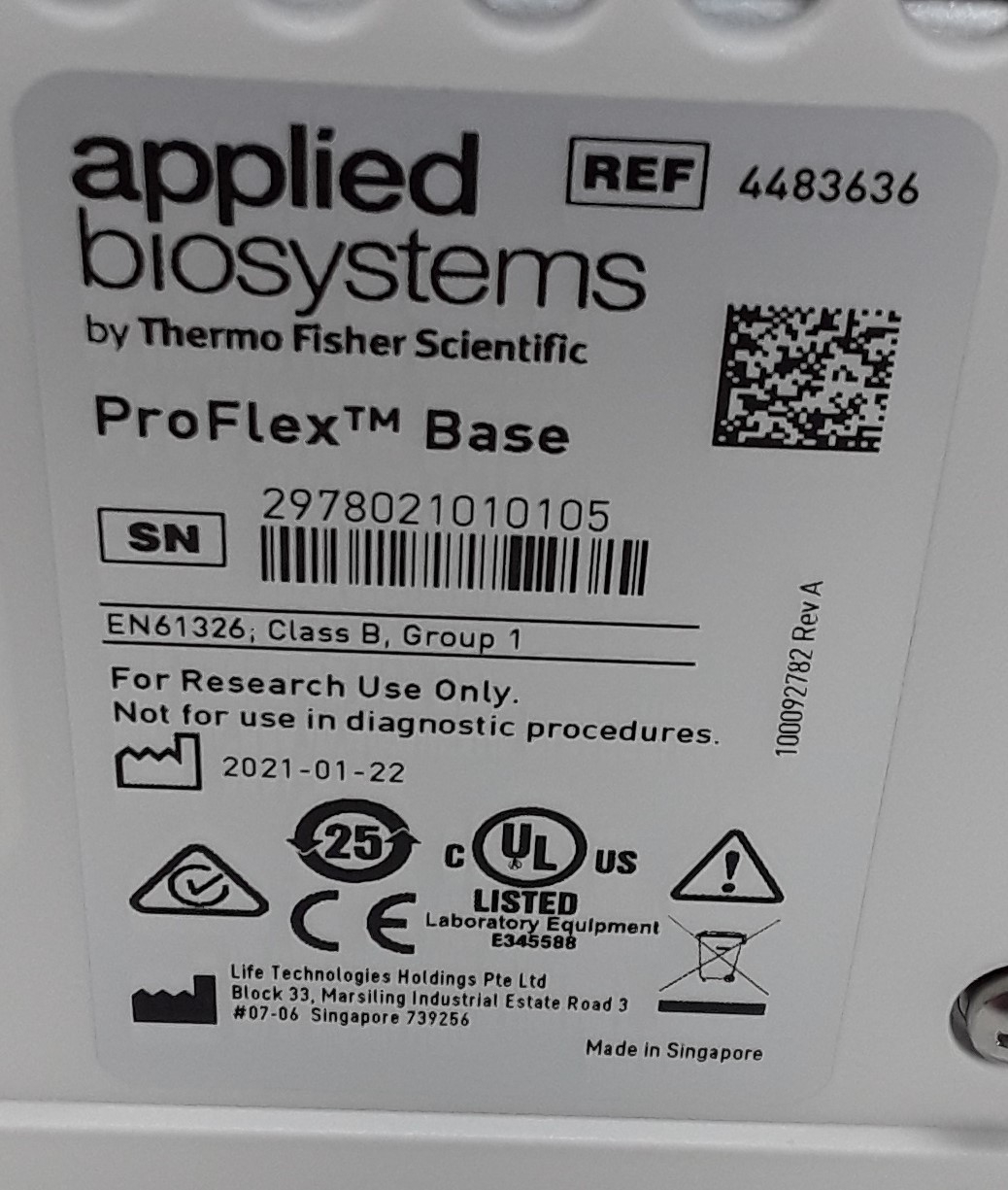 ABI ProFlex Base 4483636 PCR Thermal Cycler 0-100C Remote Control, Used
