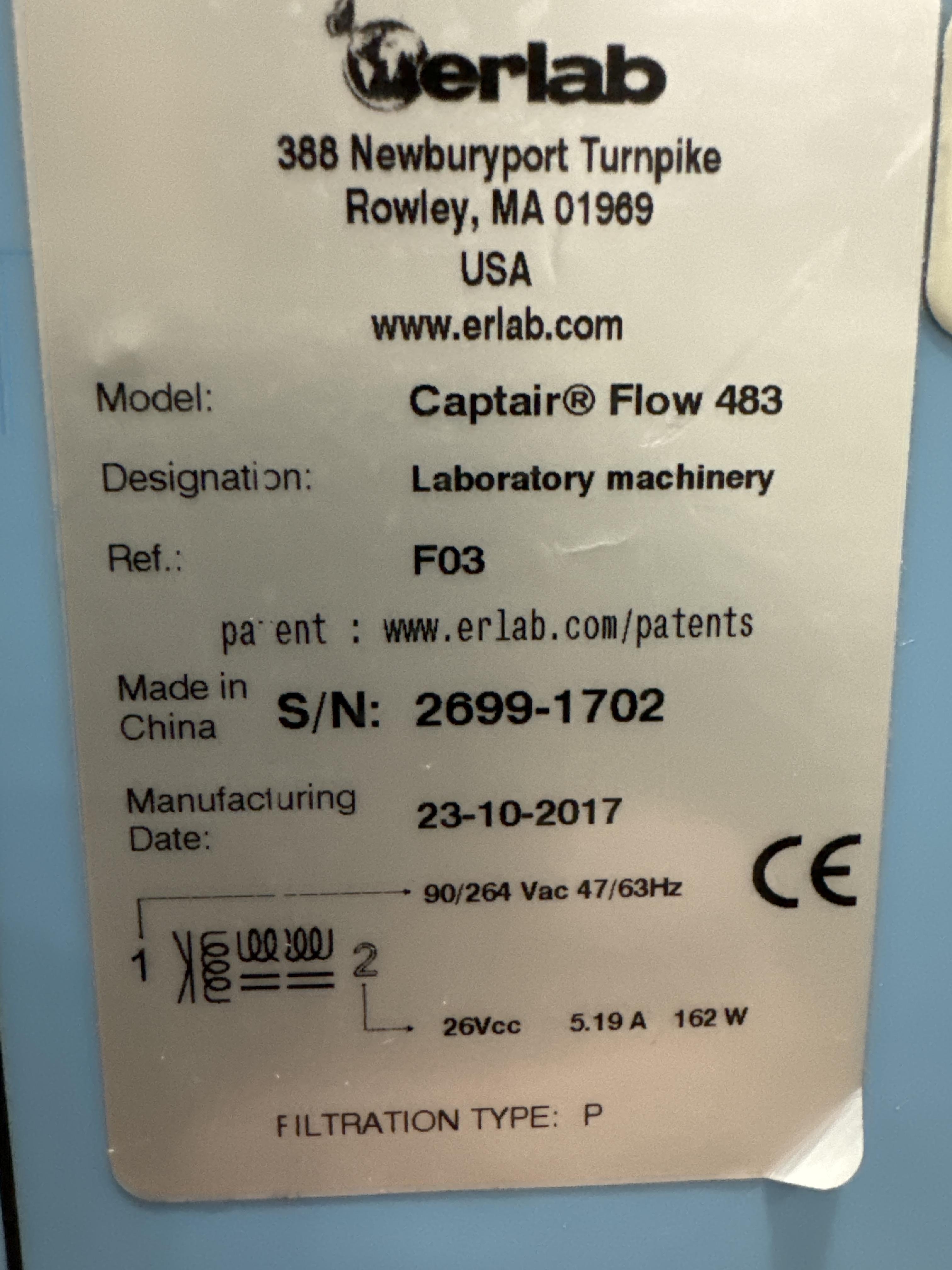 Erlab Captair Flow 483 Ductless Fume Hood Large Capacity Filtration