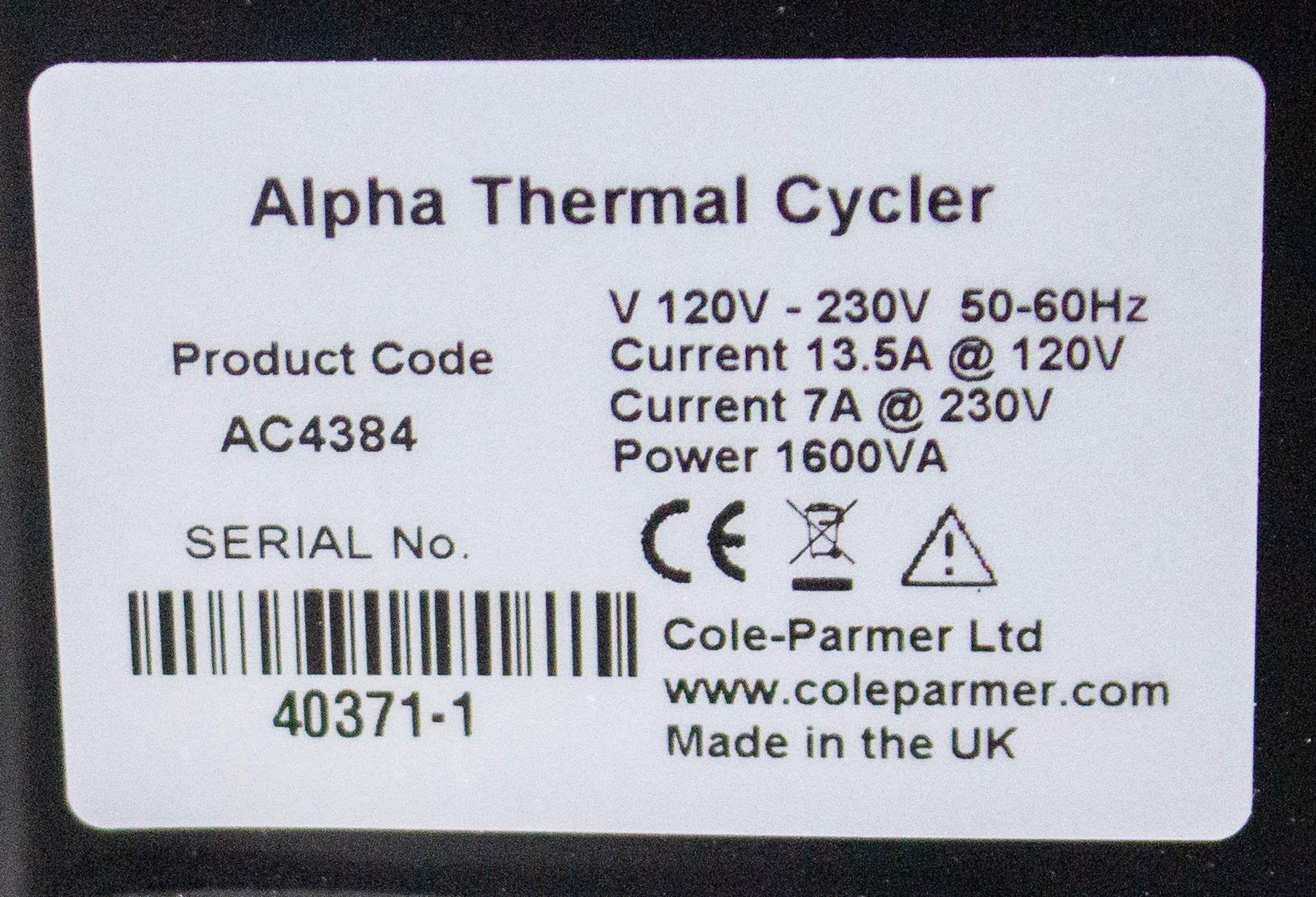 Cole Parmer Alpha Thermal Cycler PCR Thermal Cycler Quad 384-Well Capacity