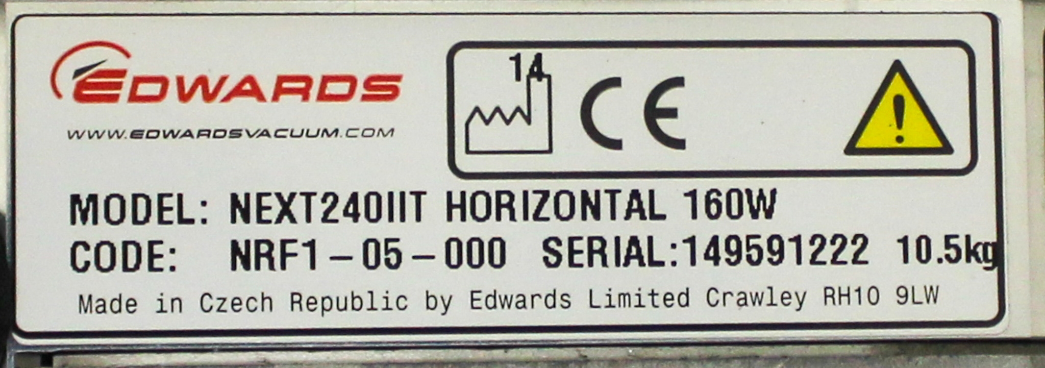Edwards Next240 II T Pump Turbomolecular Hybrid Bearing Technology 1000Hz