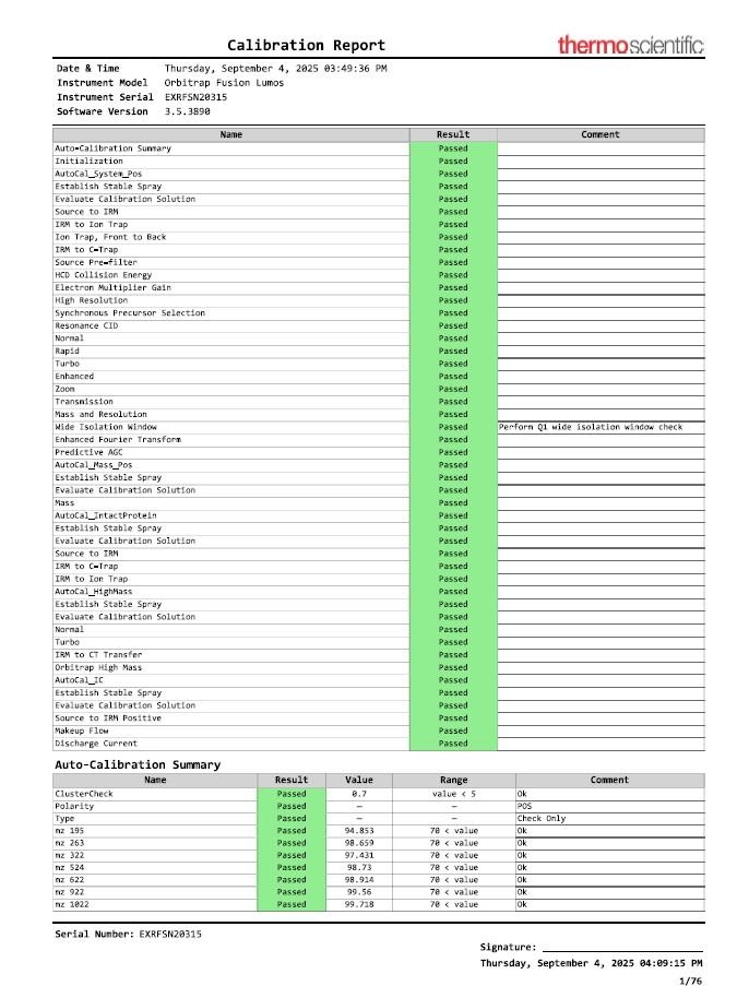 Thermo Orbitrap Fusion Lumos Mass Spec Tribrid High Sensitivity Detection