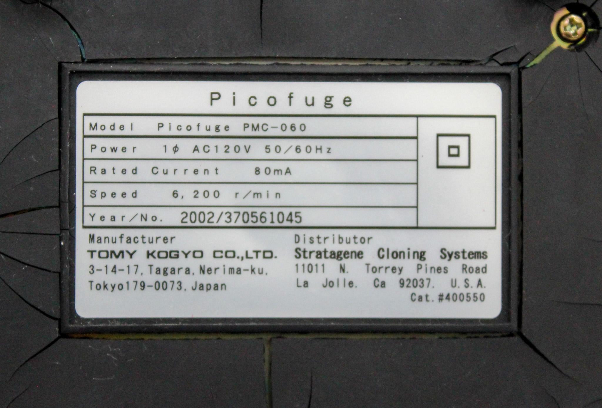 Picofuge PMC-060 Mini Centrifuge 6400 RPM 6 Tube Capacity Direct Drive